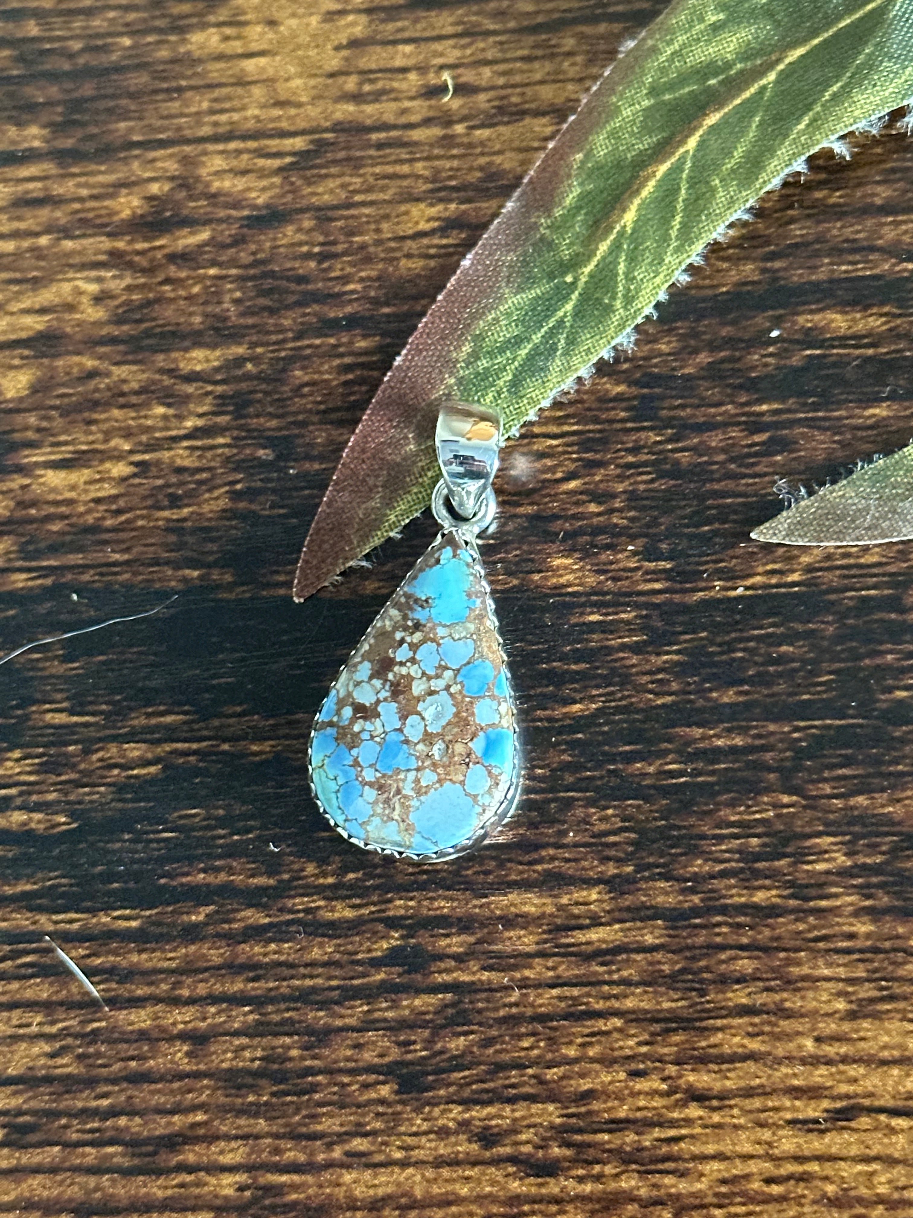 Southwest Handmade Golden Hills Turquoise & Sterling Silver Pendant