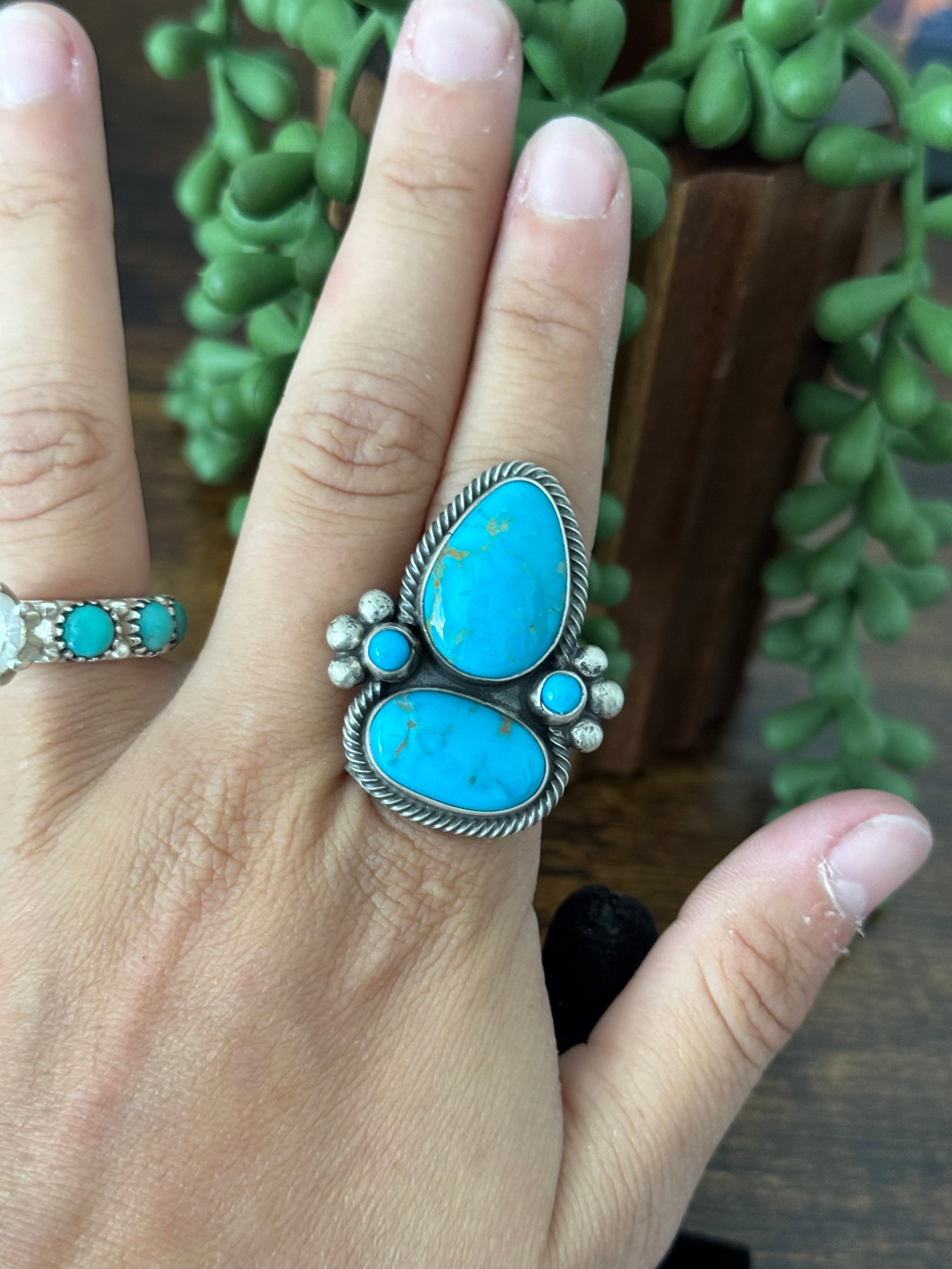 Sheila Becenti Royston Turquoise & Sterling Silver Ring Size 10