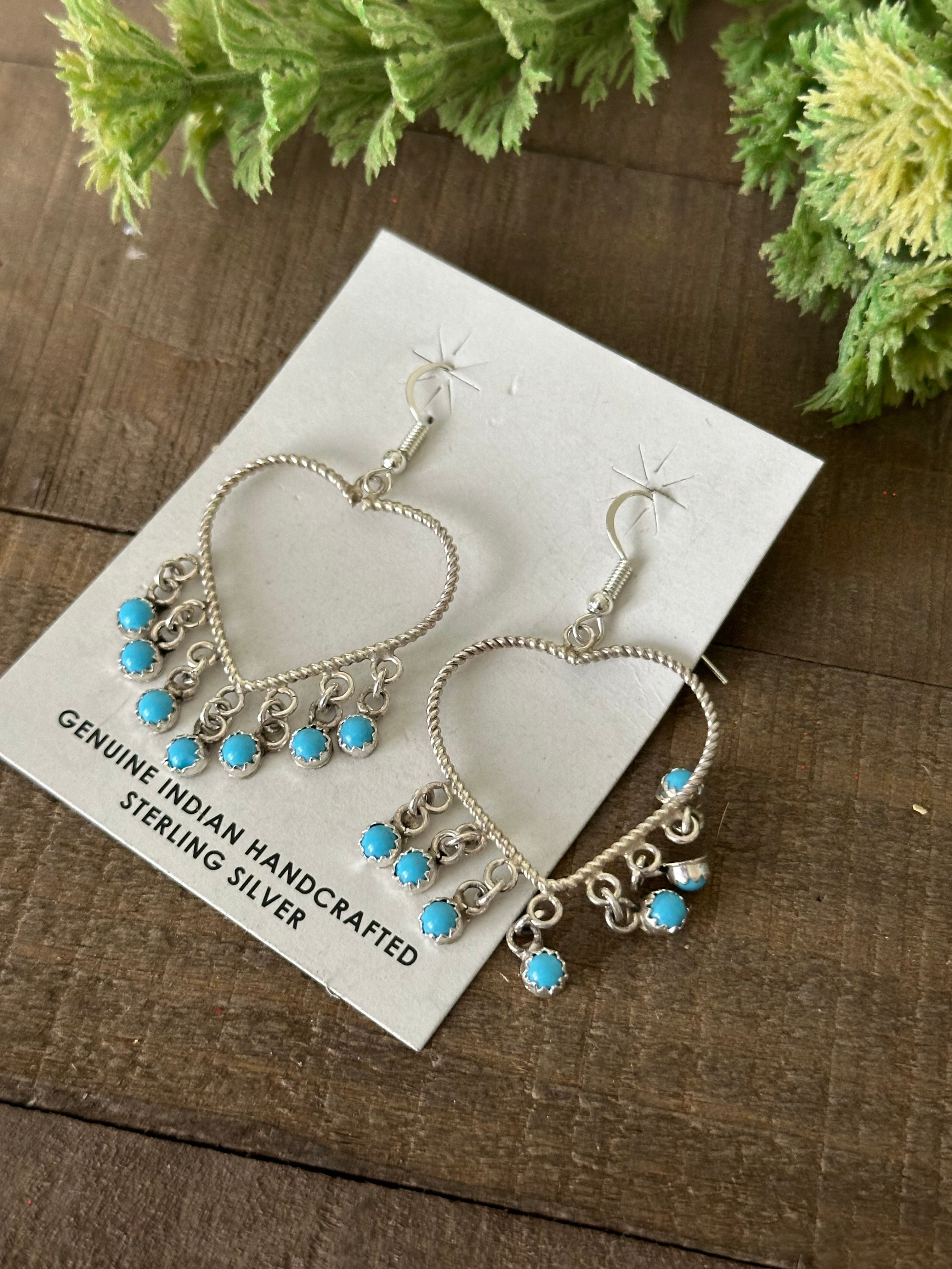 Sylvia Chee Turquoise & Sterling Silver Heart Heart Earrings