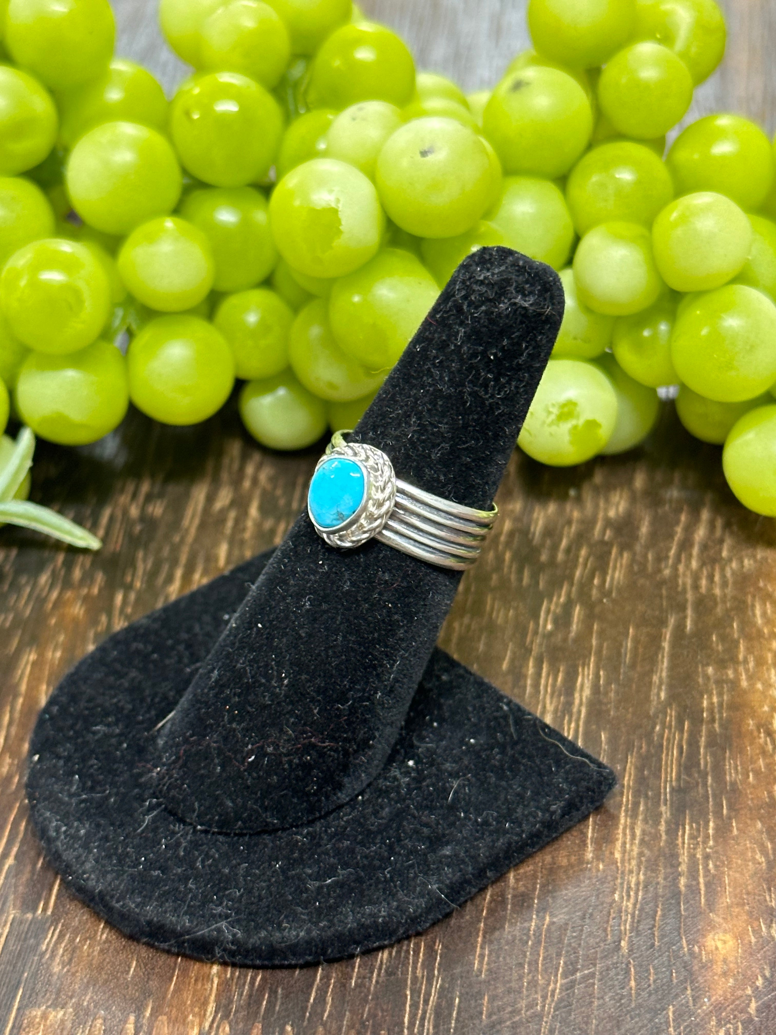 Navajo Made Kingman Turquoise & Sterling Silver Ring