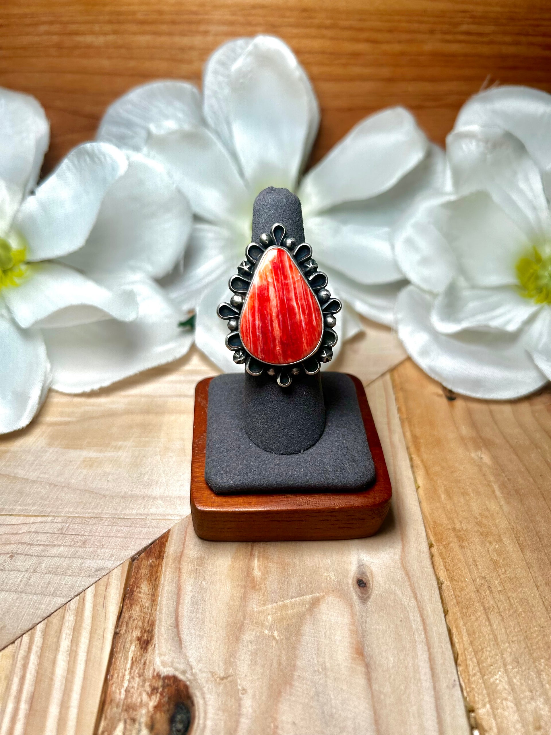 Jameson Garcia Spiny Oyster & Sterling Silver Adjustable Ring