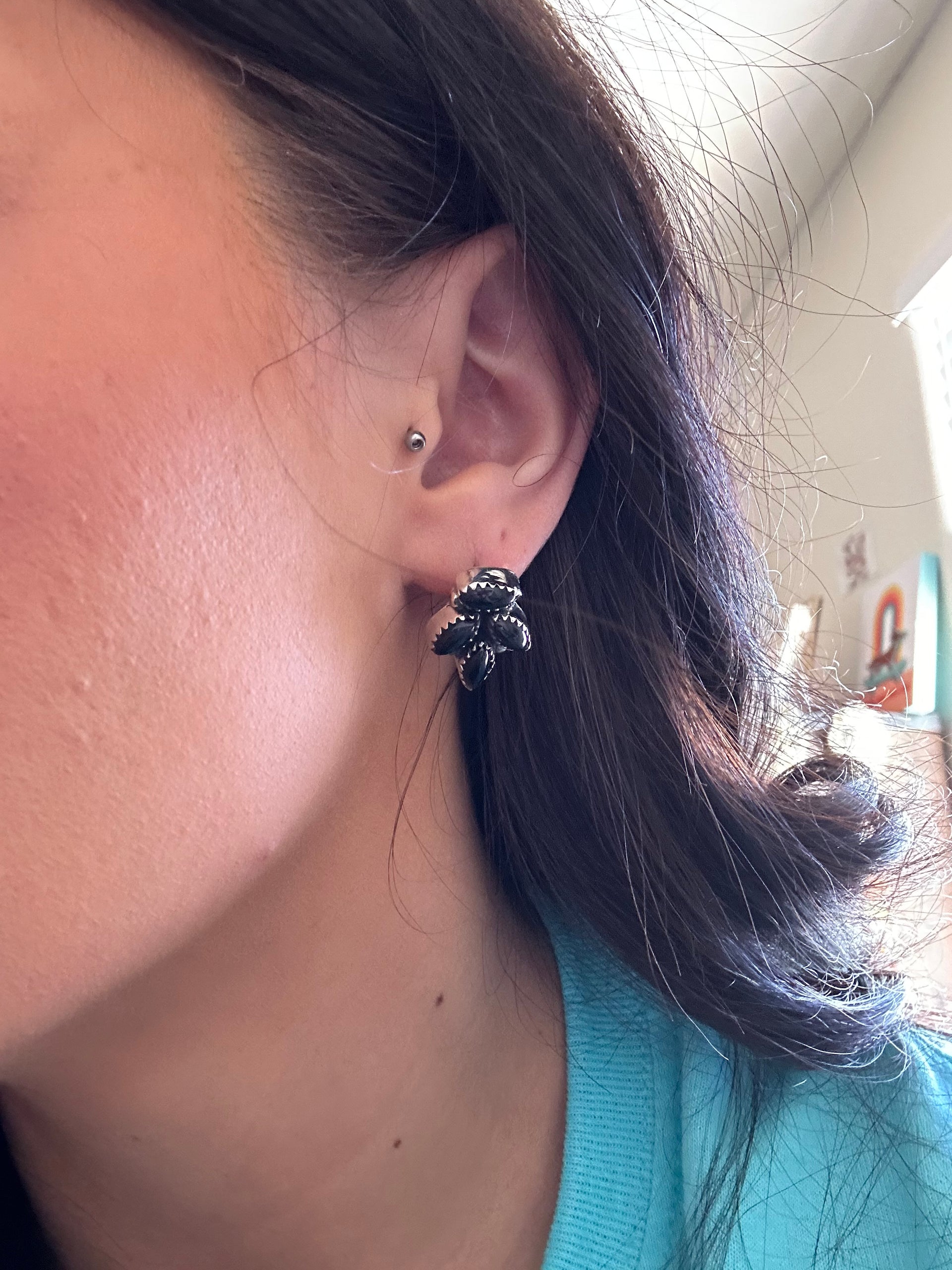 Southwest Handmade Onyx & Sterling Silver Post Earrings