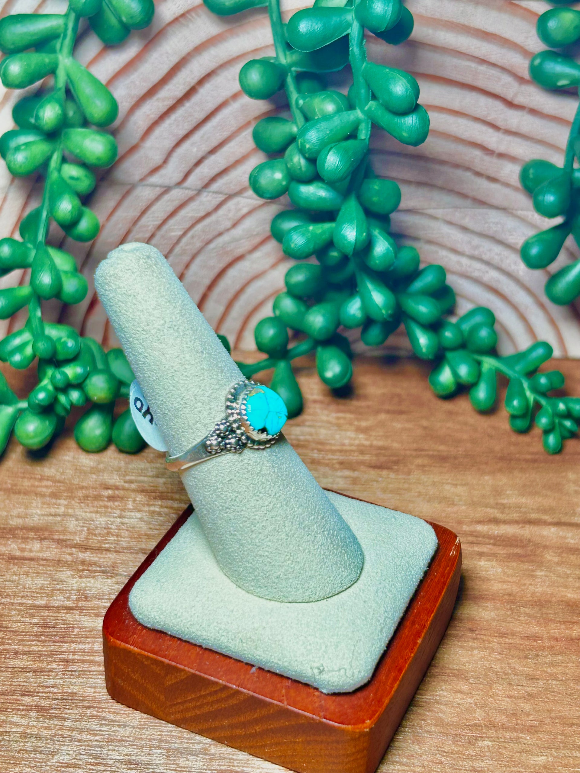 Navajo Made Kingman Turquoise & Sterling Silver Ring Size 7.5