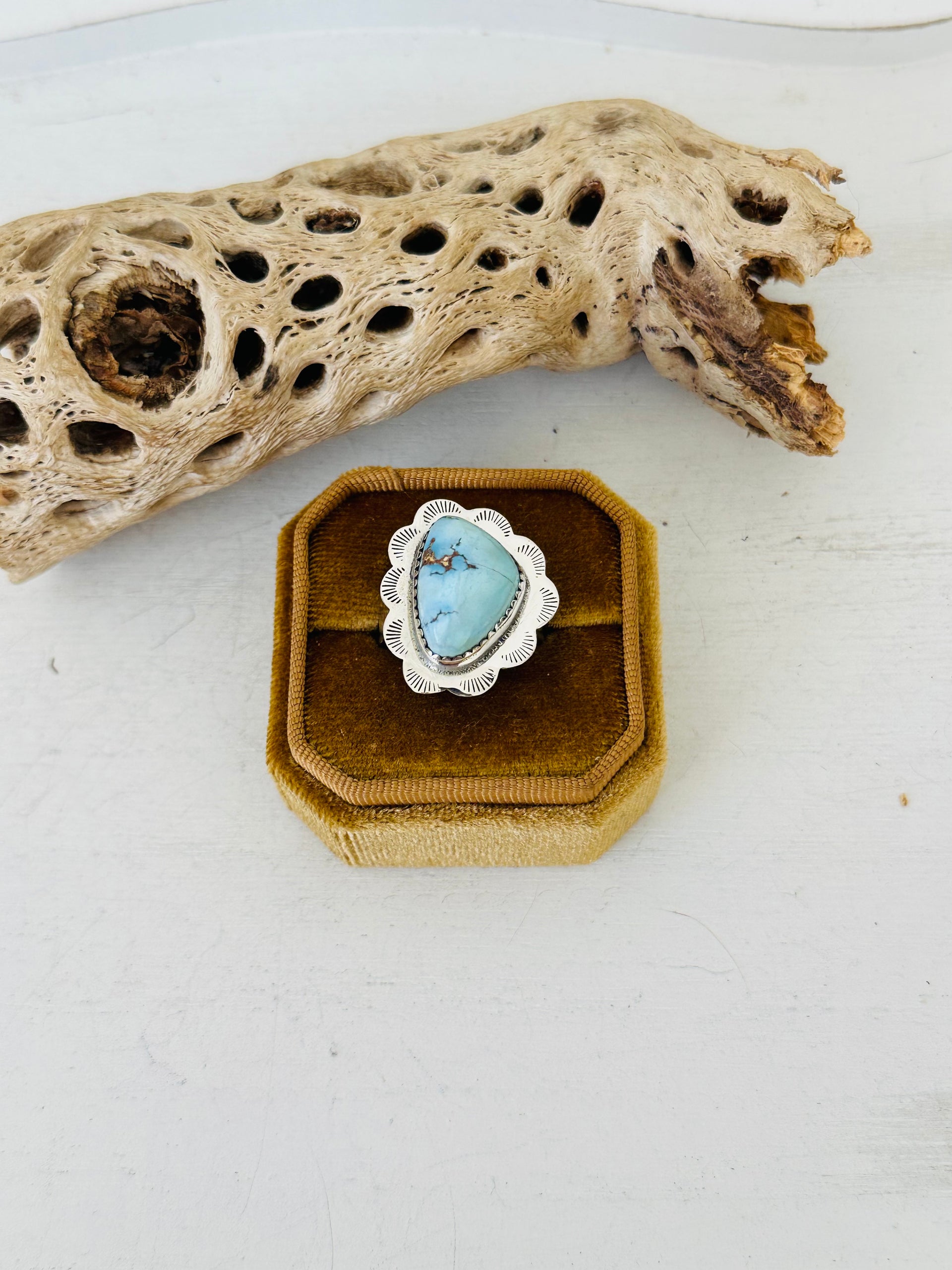 Southwest Handmade Golden Hills Turquoise & Sterling Silver Adjustable Ring