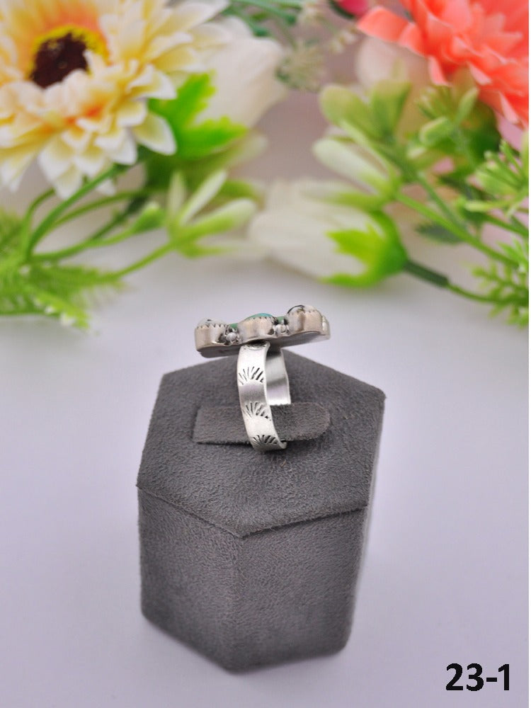 Southwest Made Multi Stone & Sterling Sliver Adjustable Ring