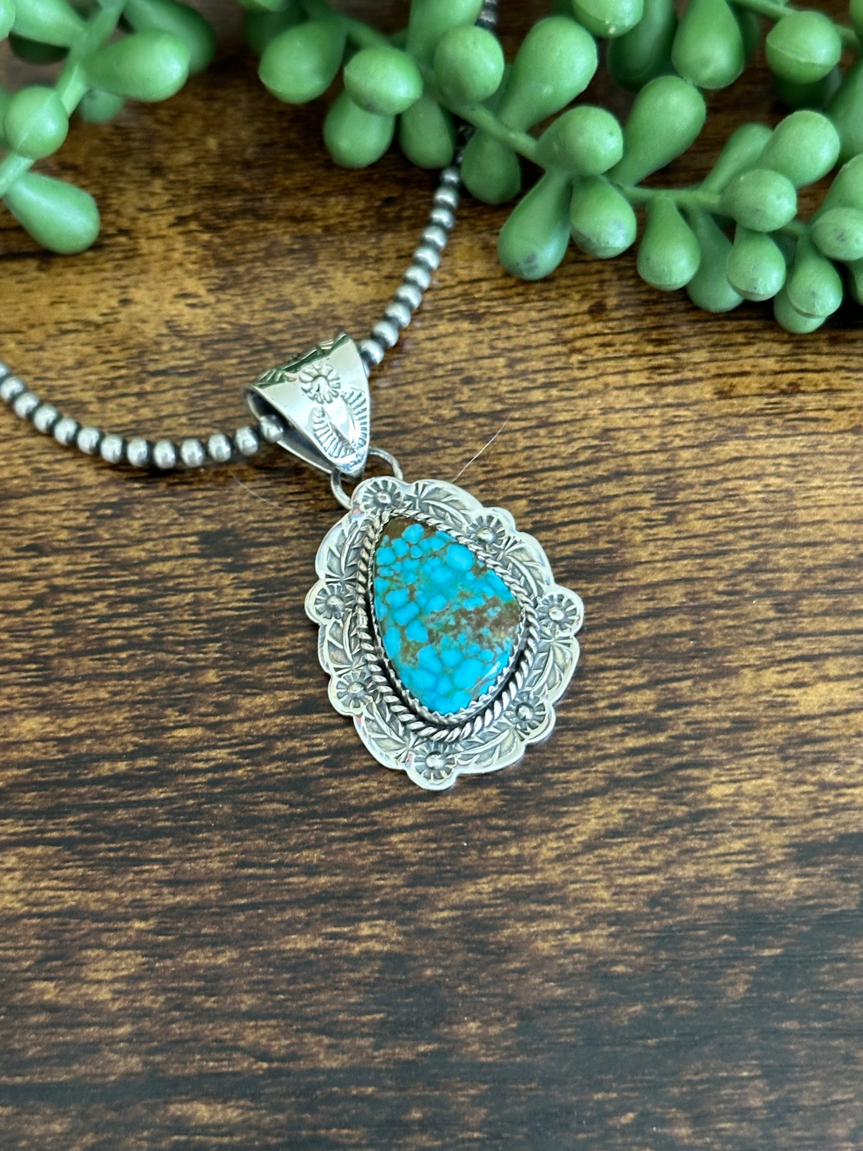 Southwest Handmade Kingman Turquoise & Sterling Silver Pendant