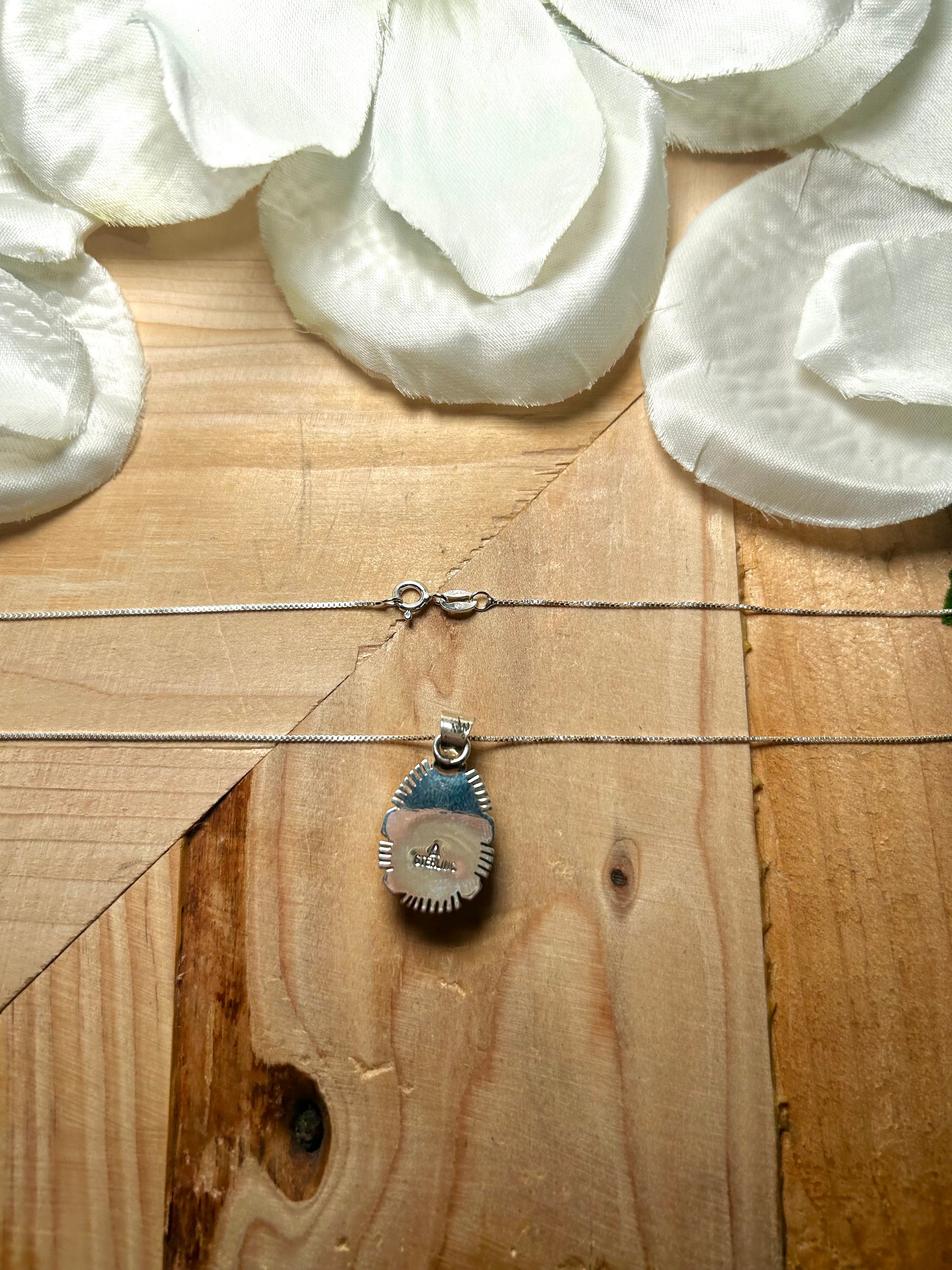 Navajo Made Sonoran Gold Turquoise & Sterling Silver Necklace