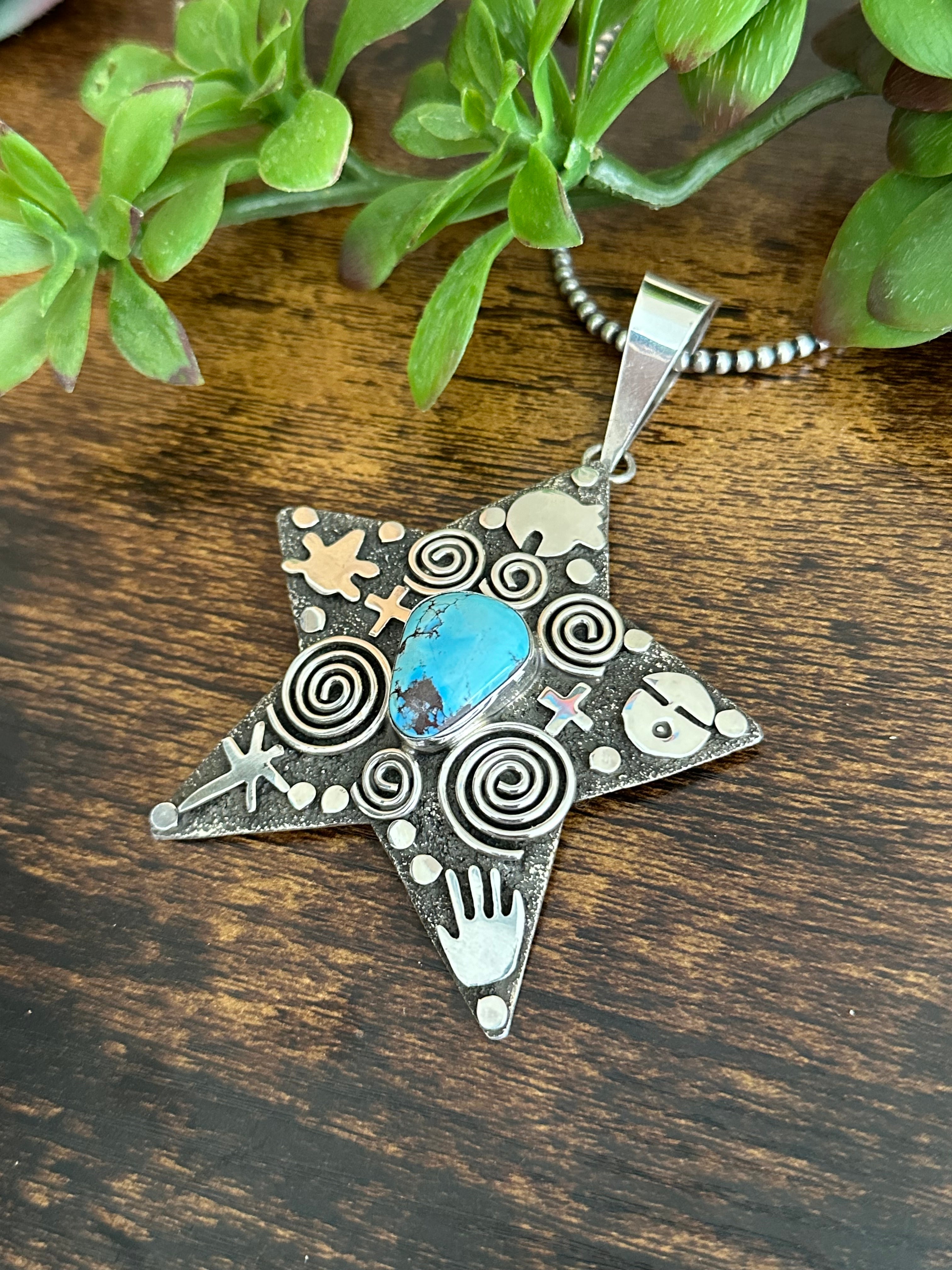 Alex Sanchez Golden Hills Turquoise & Sterling Silver Star Pendant