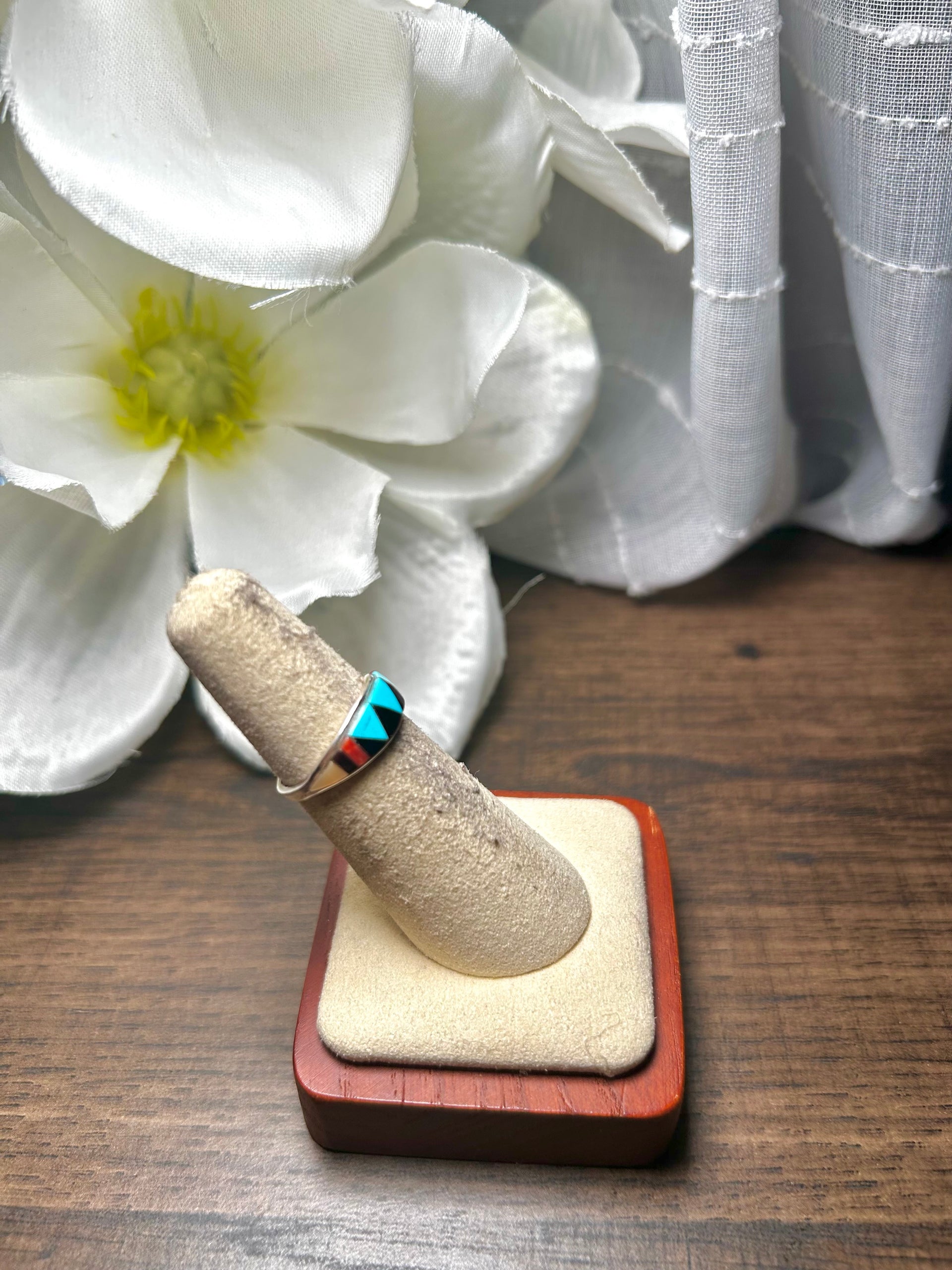 Zuni Made Multi Stone & Sterling Silver Ring