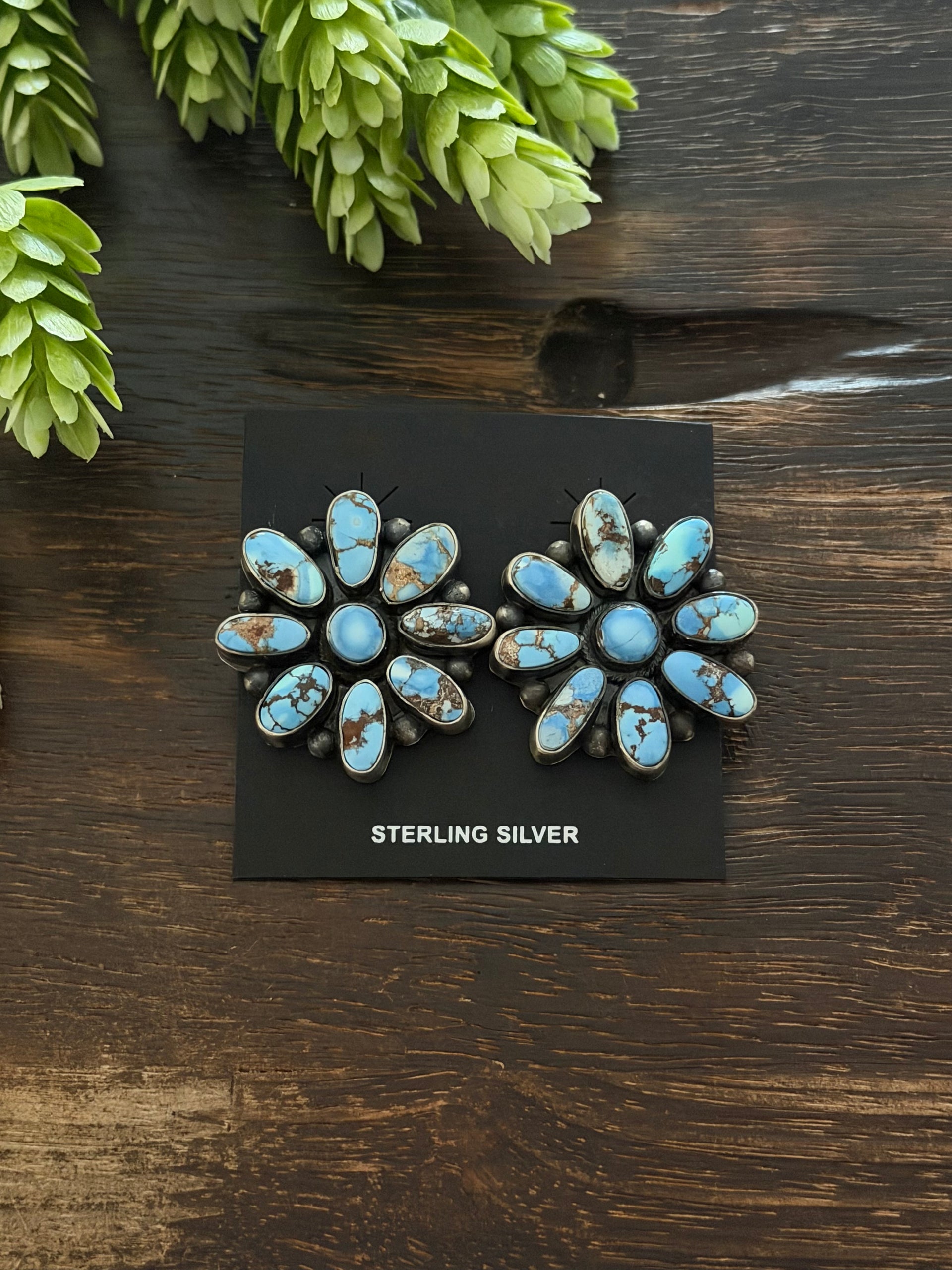 Dave Skeets Golden Hills Turquoise & Sterling Silver Post Dangle Earrings