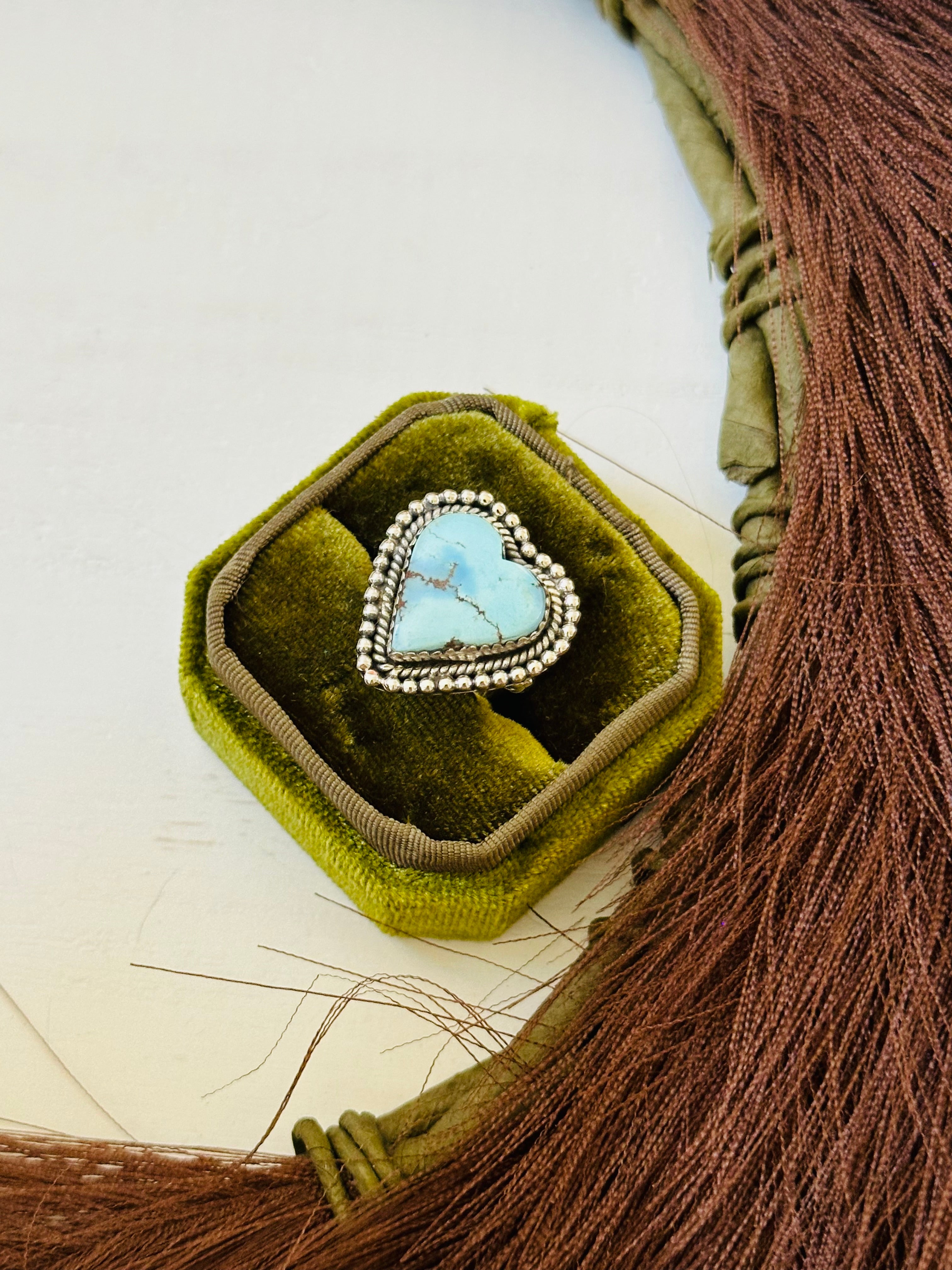 Southwest Handmade Golden Hills Turquoise & Sterling Silver Ring Size 6