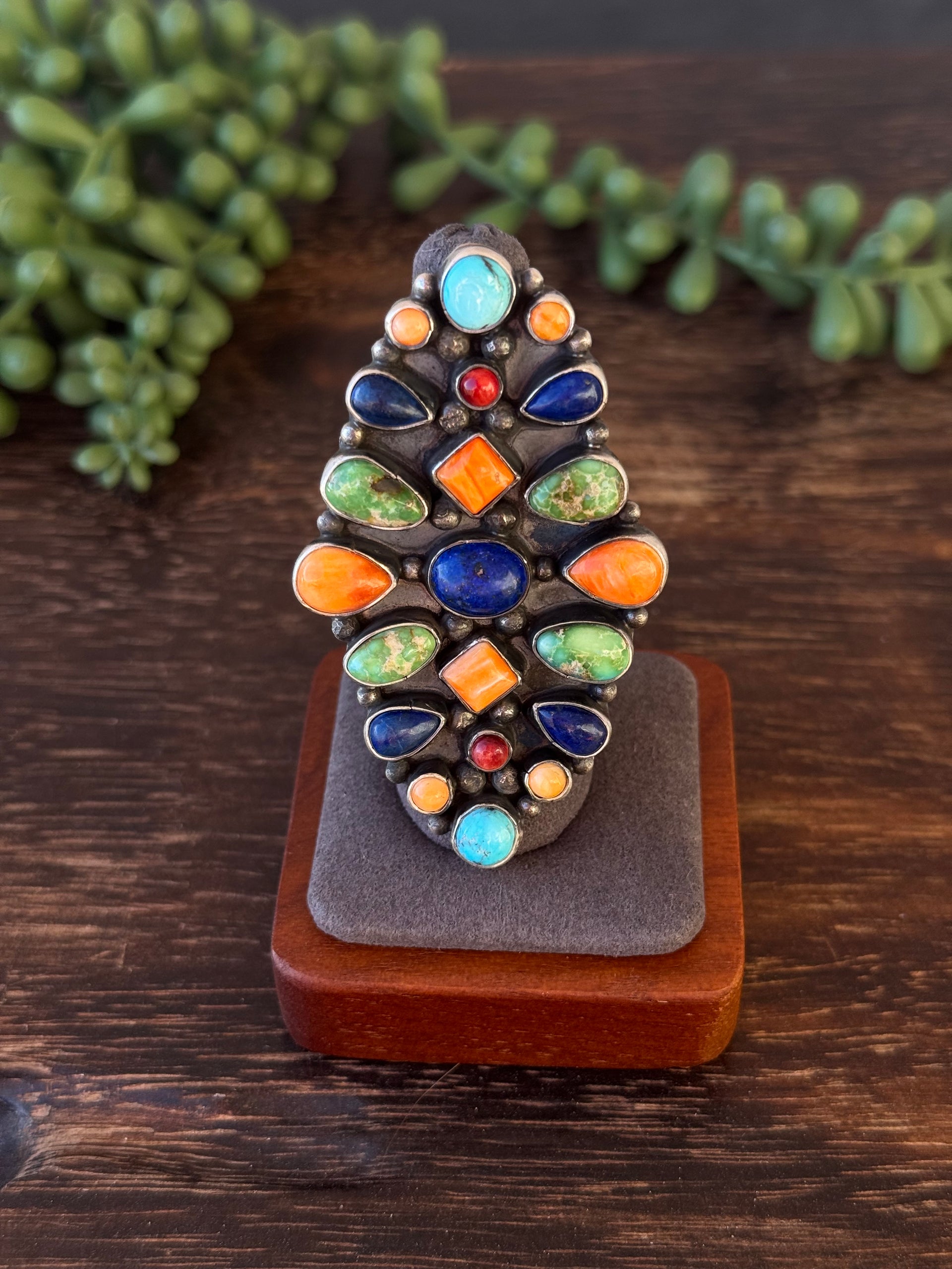 Sheila Becenti Multi Stone & Sterling Silver Adjustable Ring