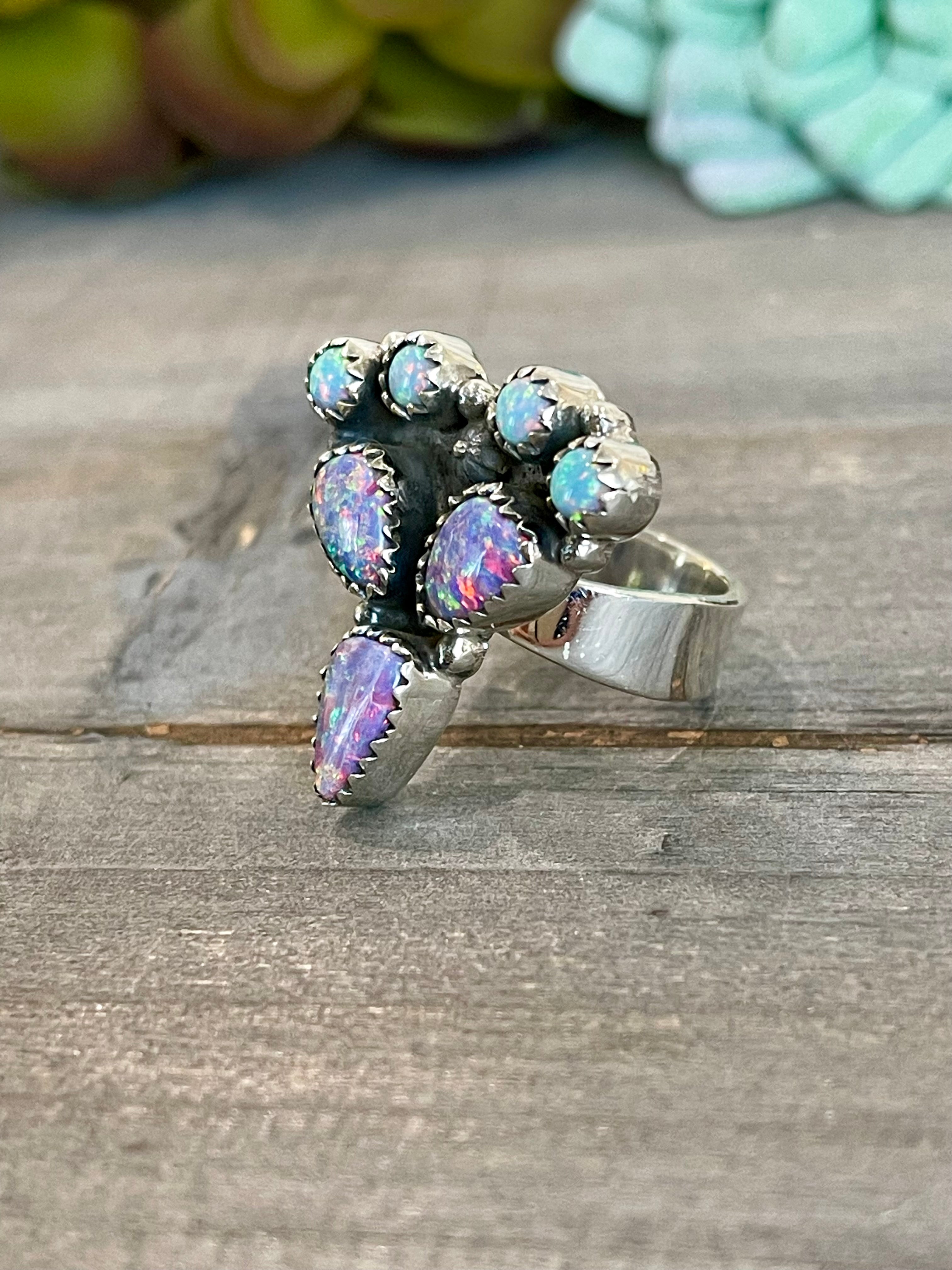 Southwest Handmade Multi Stone & Sterling Silver Adjustable Ring