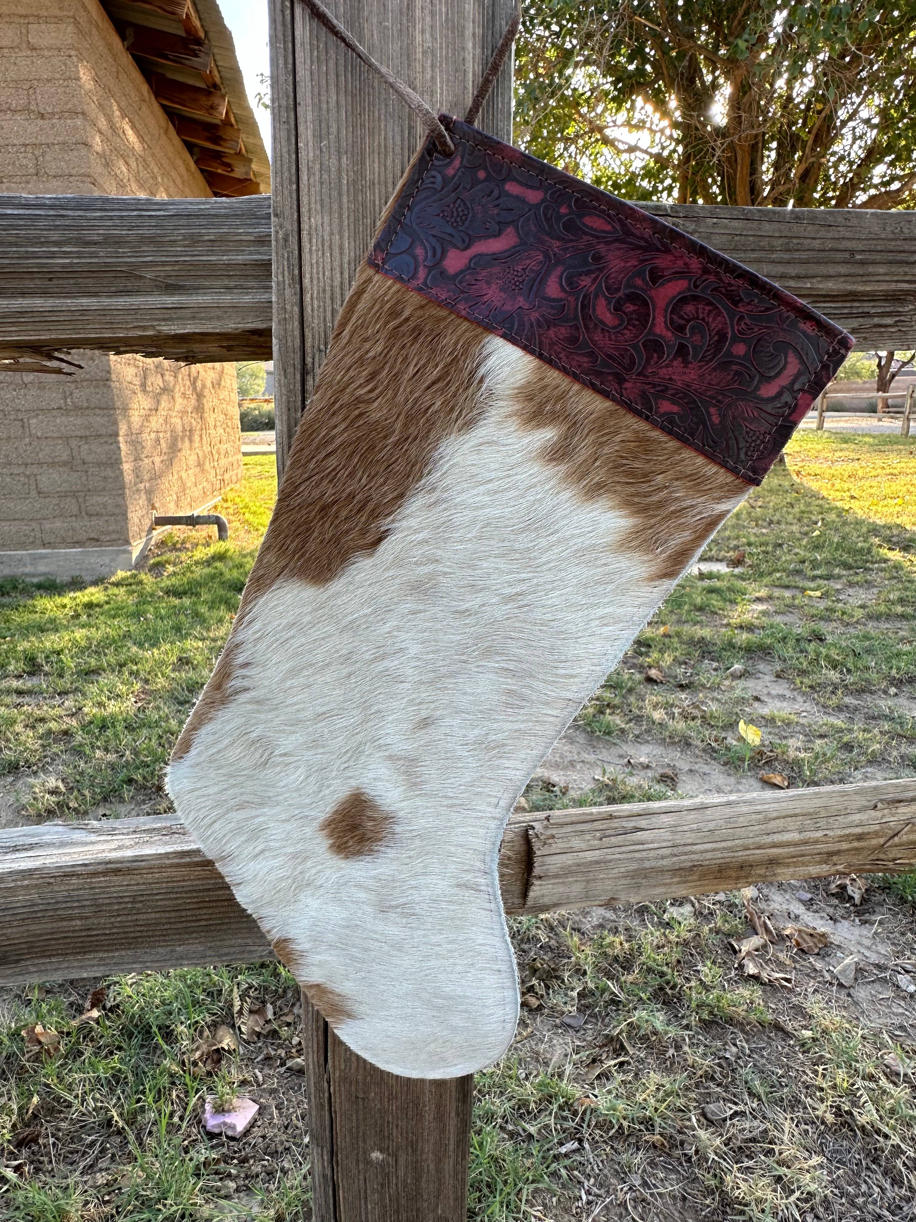 Genuine Tooled Leather Cowhide Stocking