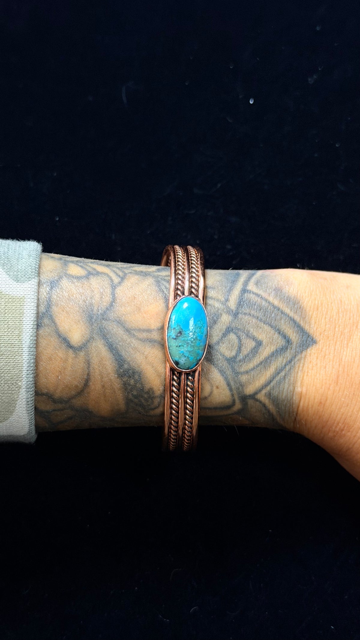 Navajo Made Kingman Turquoise & Copper Cuff Bracelet