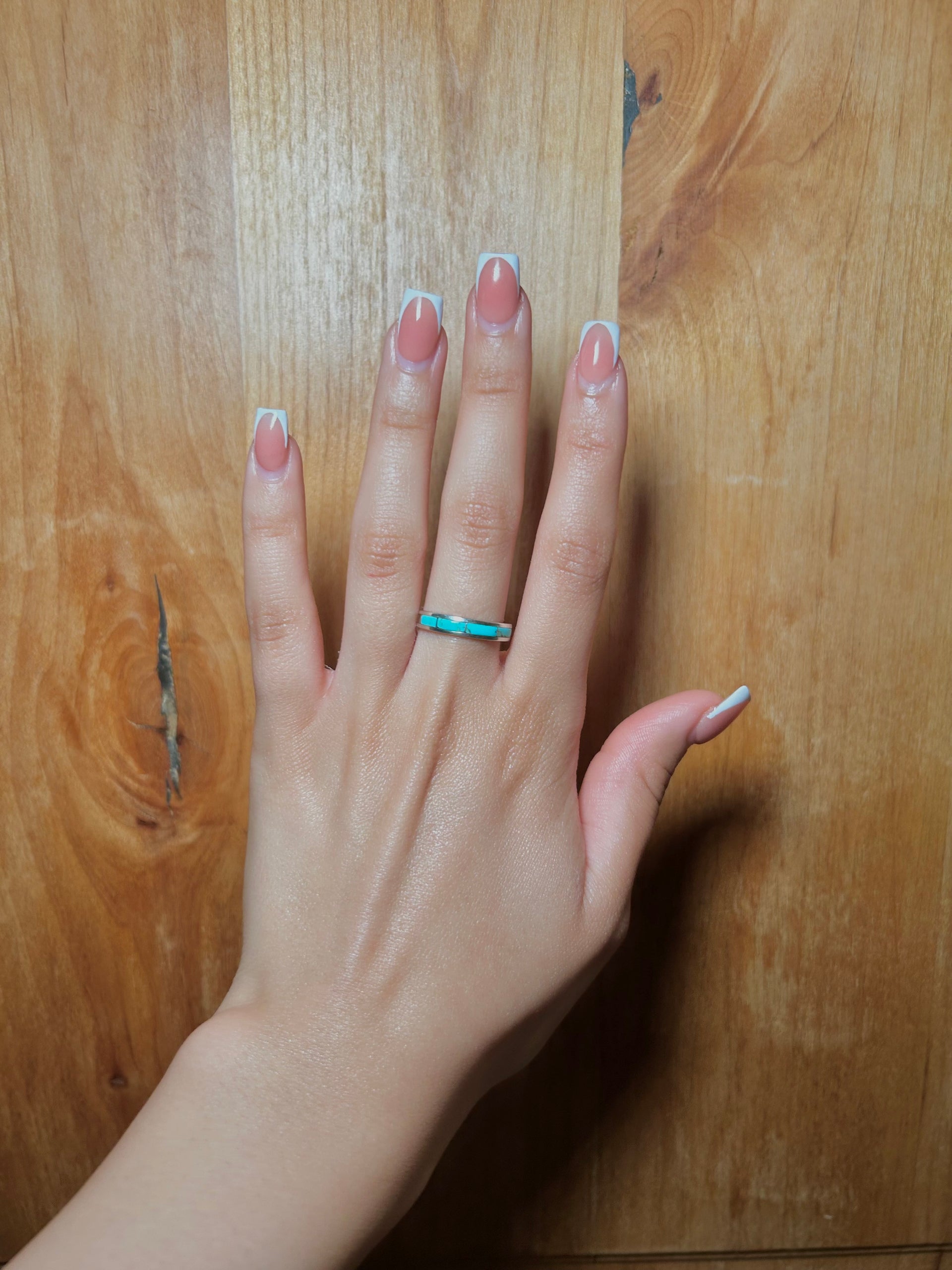 Navajo Made Kingman Turquoise & Sterling Silver Ring Size 8.5