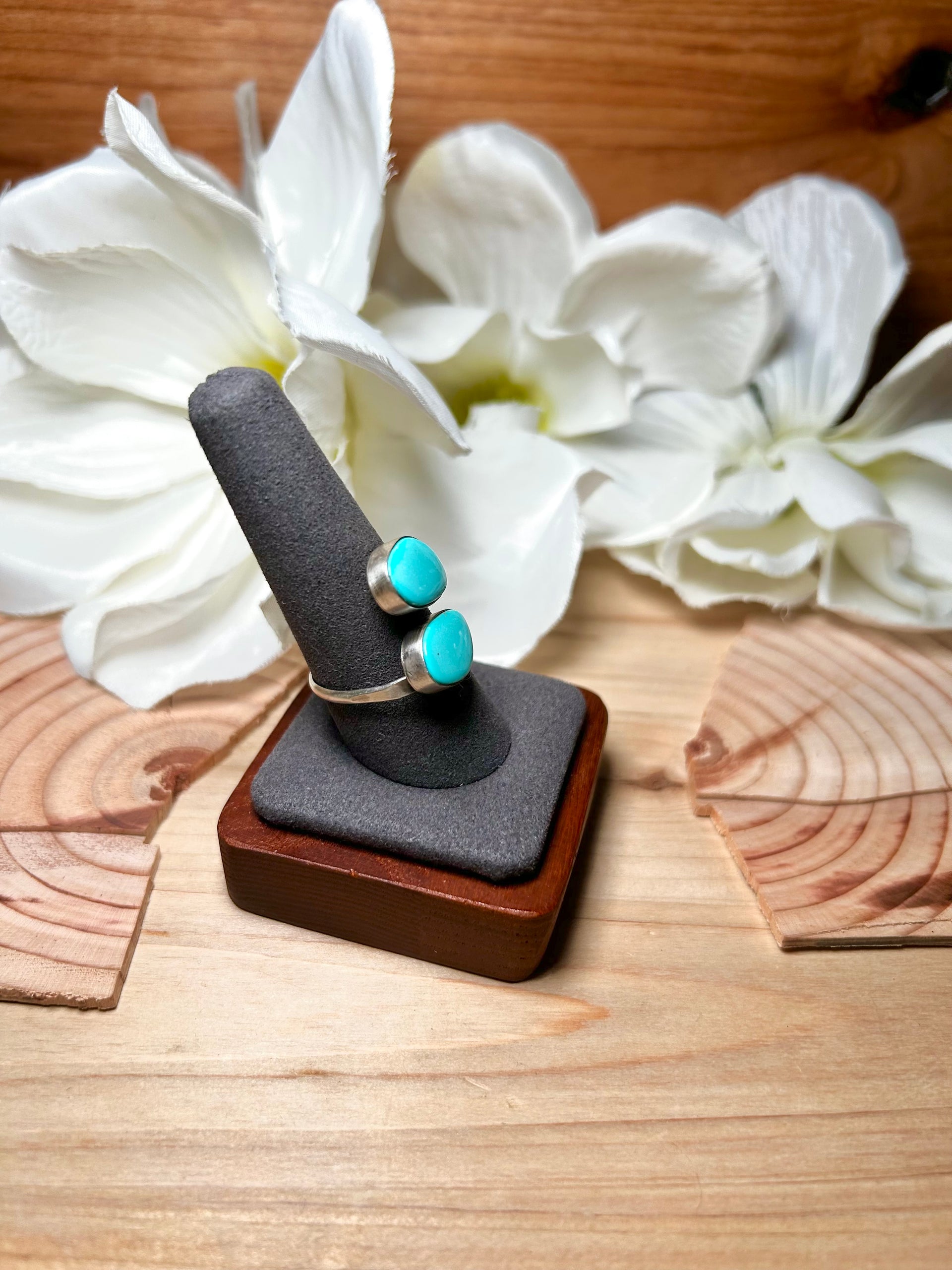 Navajo Made Kingman Turquoise & Sterling Silver Adjustable Ring