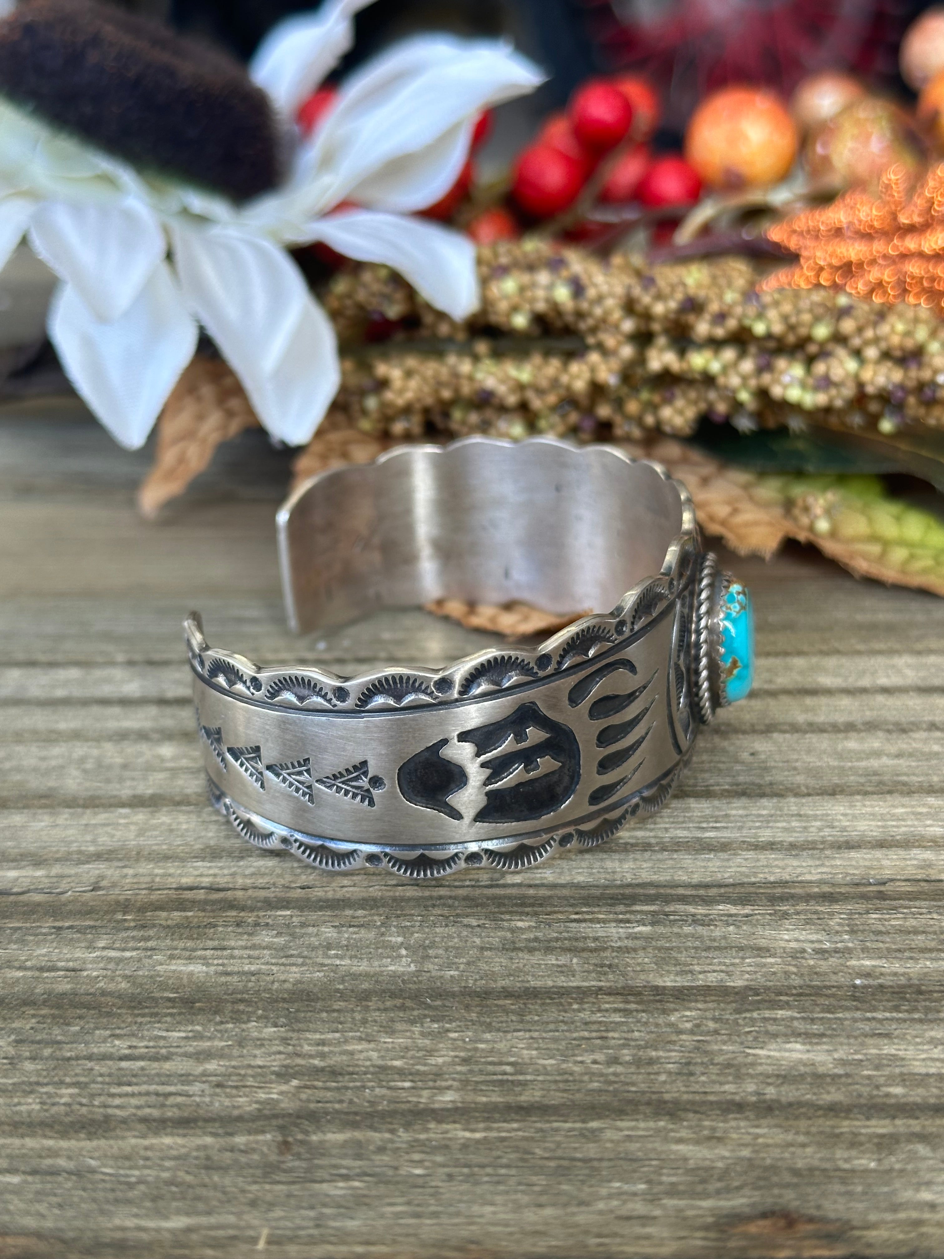 Navajo Made Royston Turquoise & Sterling Silver Cuff Bracelet