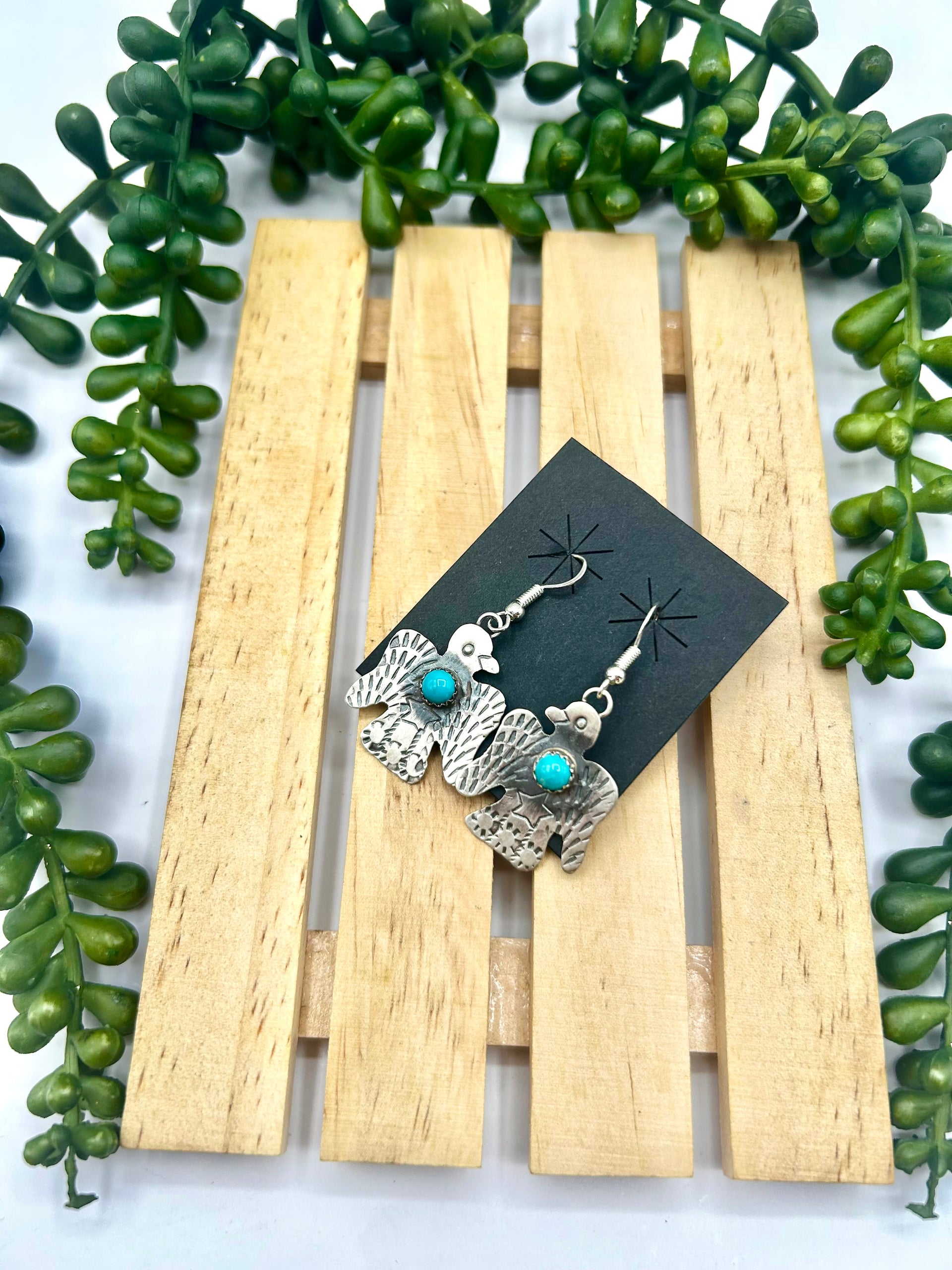 Gabriela Yazzie Kingman Turquoise & Sterling Silver Hook Earrings