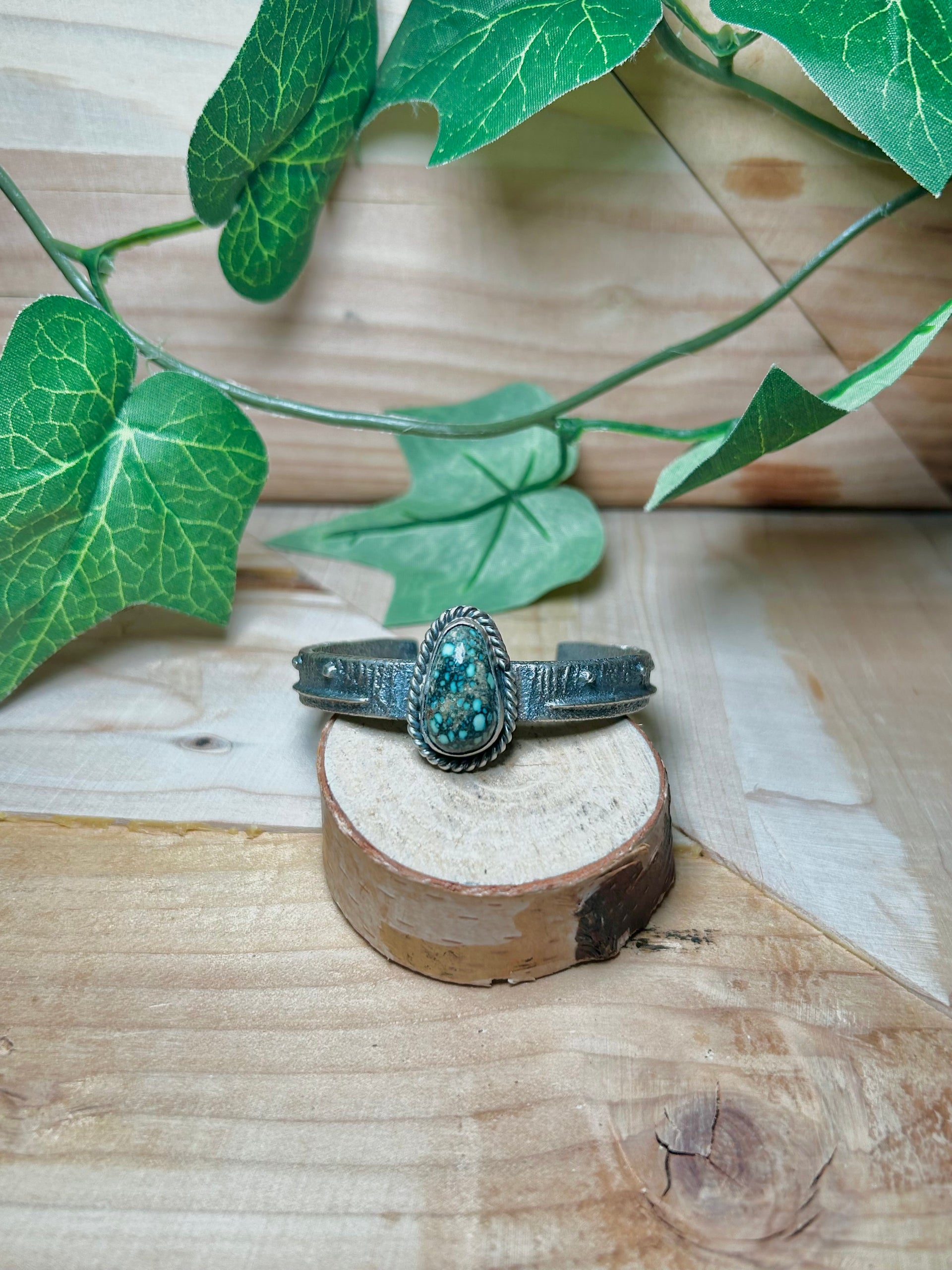 Navajo Made New Lander Varicsite Tufa Cast & Sterling Silver Cuff Bracelet