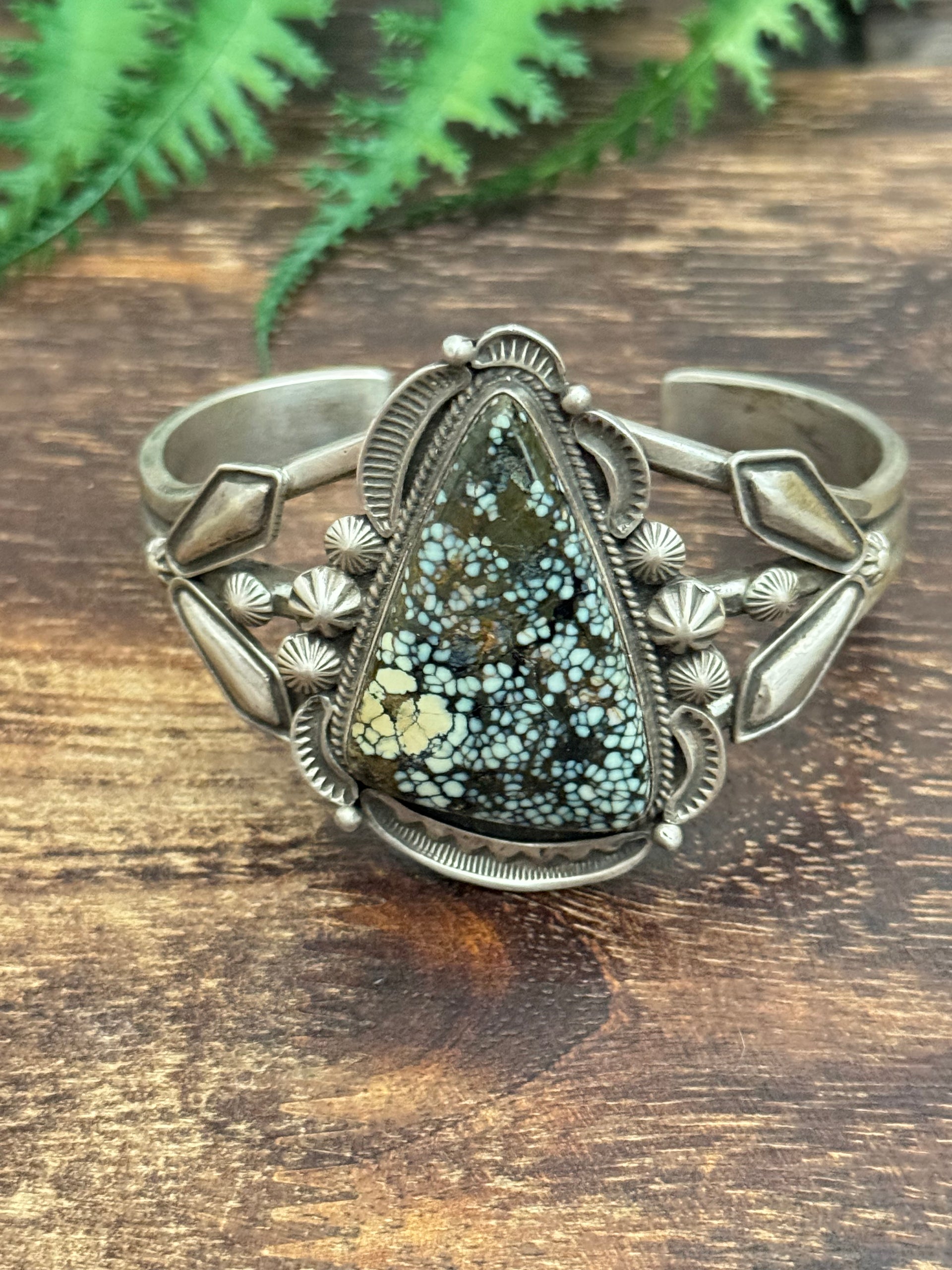 Roland Tom New Lander Variscite & Sterling Silver Cuff Bracelet