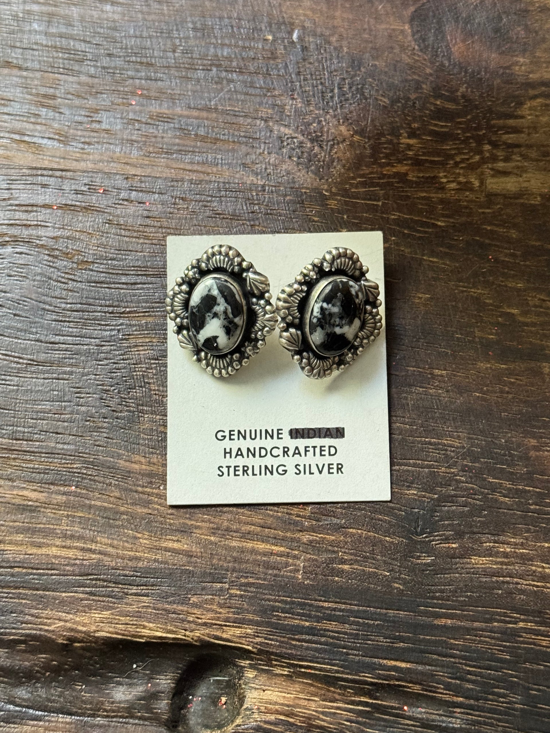 Southwest Handmade White Buffalo & Sterling Silver Post Earrings