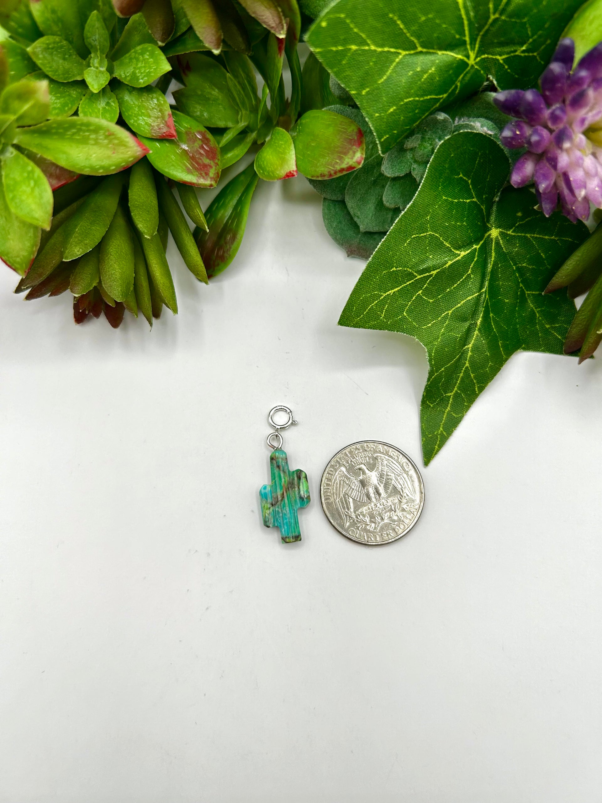 Navajo Made Mohave Turquoise & Sterling Silver Charms
