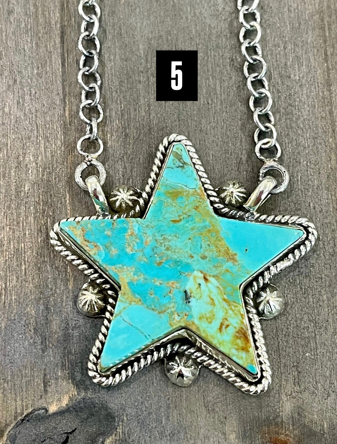 Southwest Handmade Kingman Turquoise & Sterling Silver Star Necklace