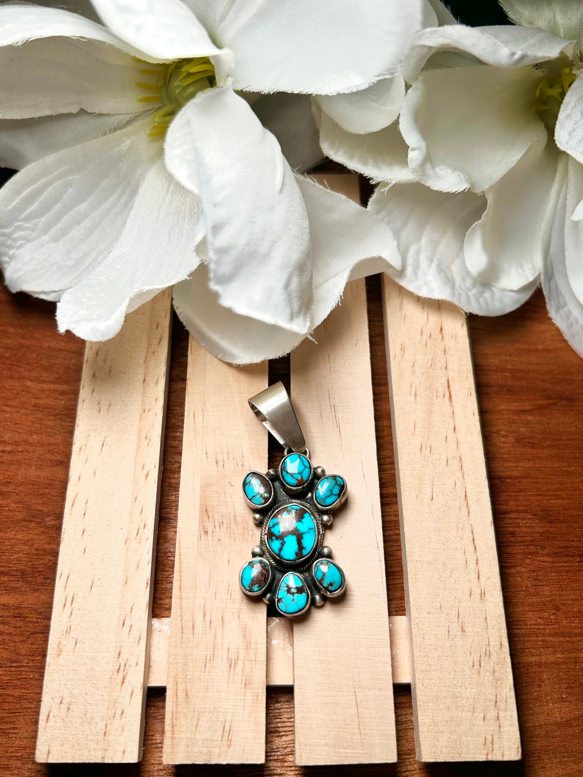 Navajo Made Egyptian Turquoise & Sterling Silver Pendant