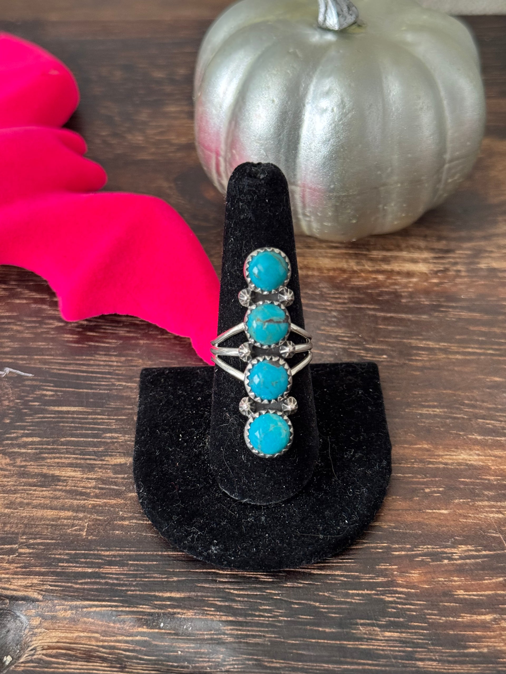 Southwest Handmade Kingman Turquoise & Sterling Silver Ring 5.75