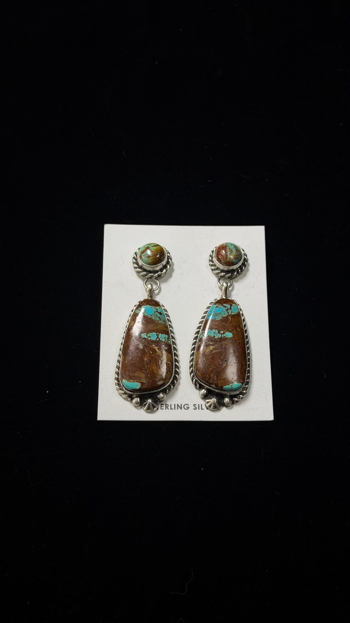 Chassity Belone Mine 8 Turquoise & Sterling Silver Post Dangle Earrings