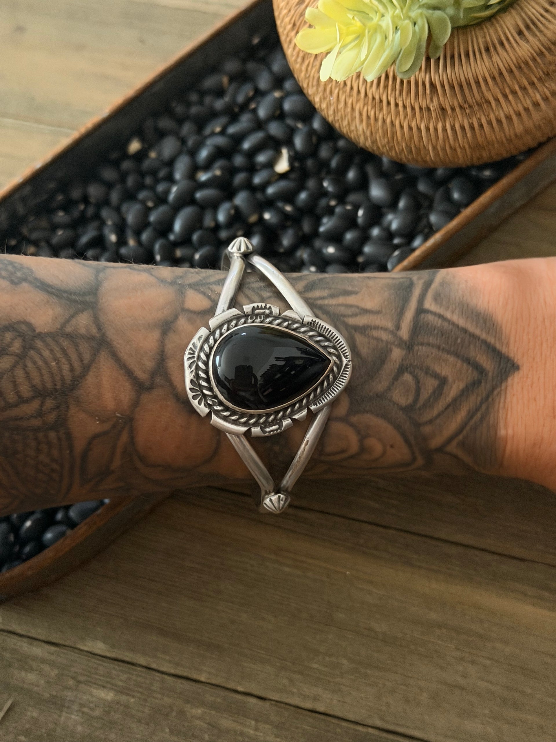 Augustine Largo Onyx & Sterling Silver Cuff Bracelet