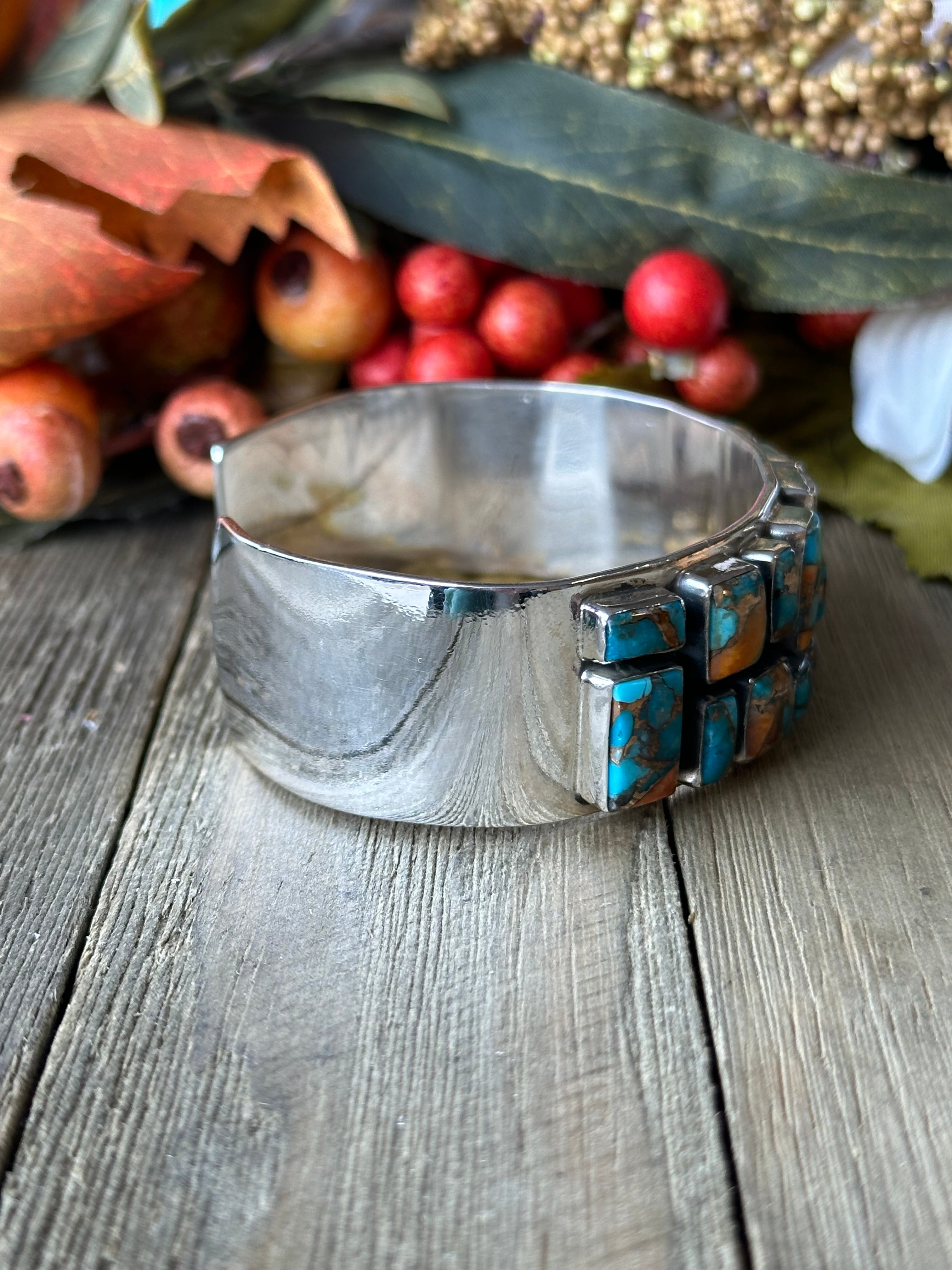 Southwest Made Mohave Turquoise & Sterling Silver Cuff Bracelet