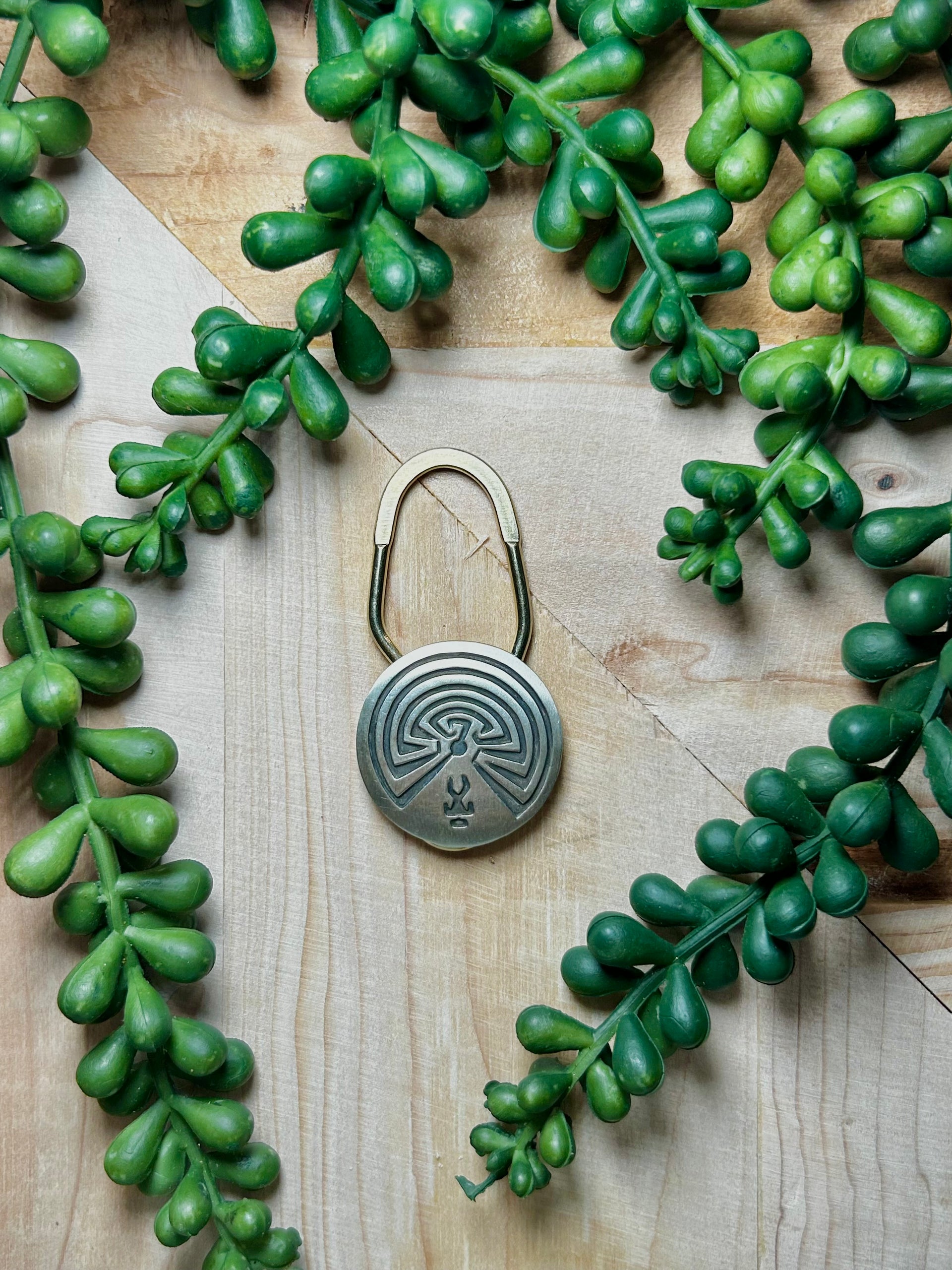 Navajo Made Sterling Silver Man in Maze Key Chain