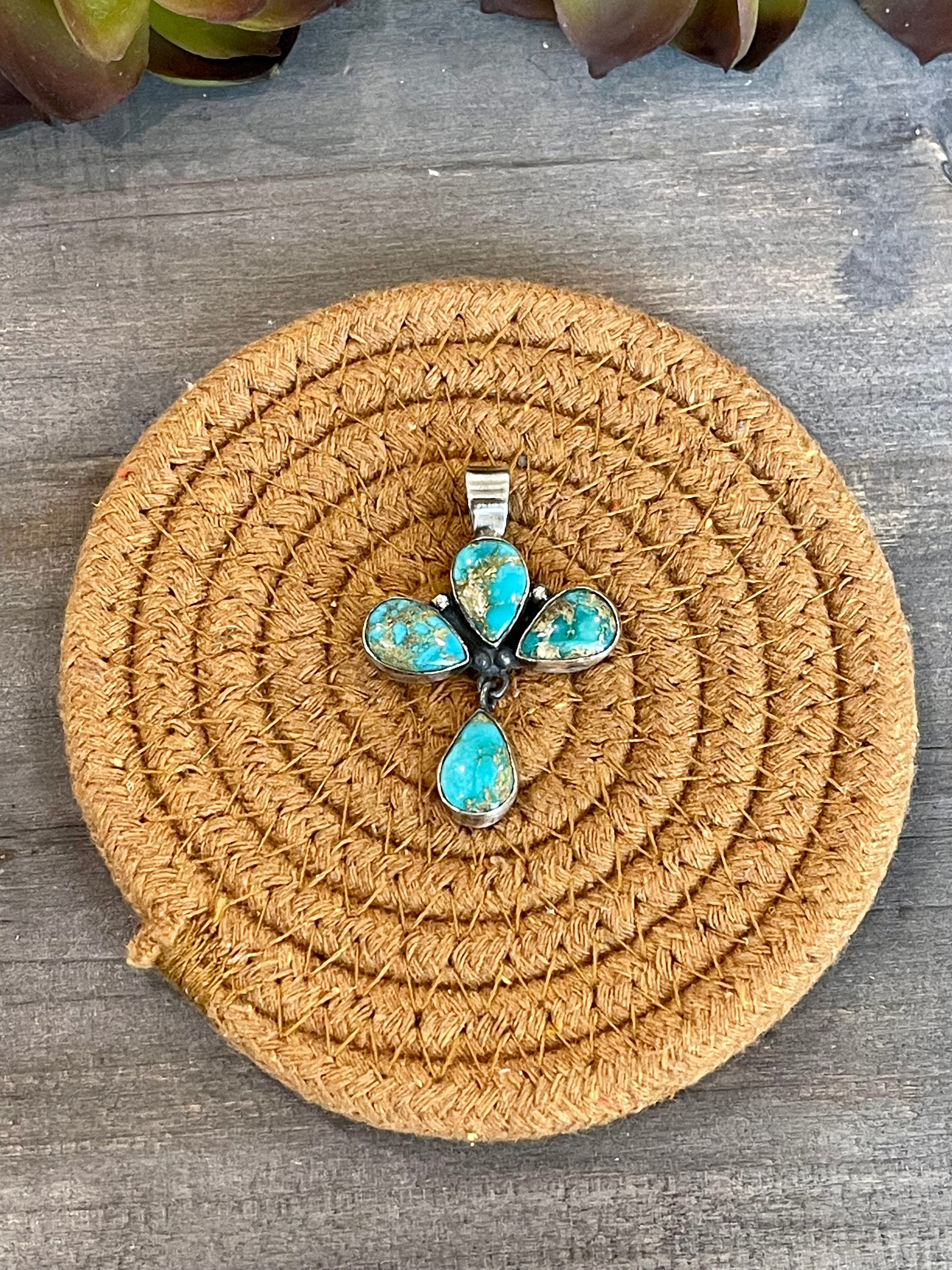 Southwest Handmade Sonoran Mountain Turquoise & Sterling Silver Pendant