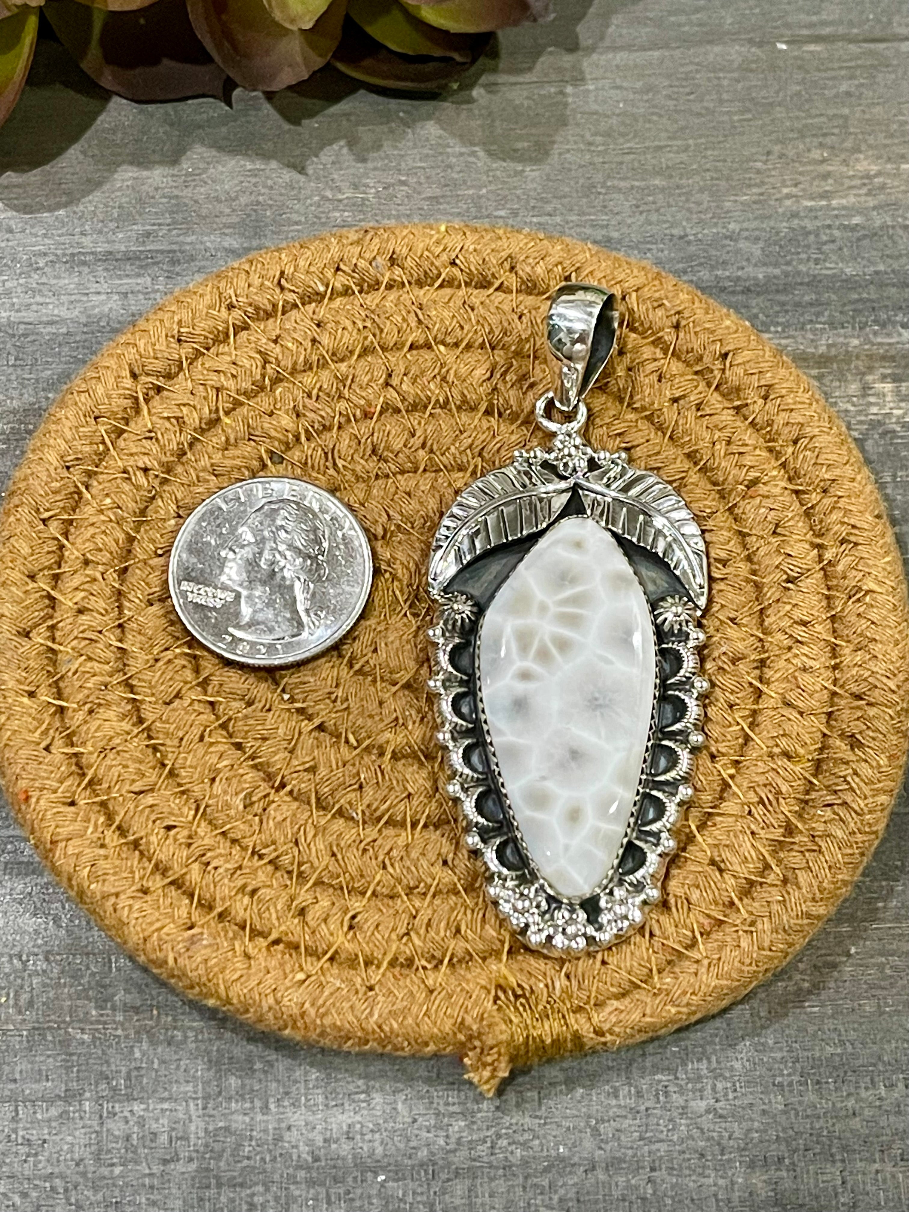 Southwest Handmade Pink Larimar & Sterling Silver Pendant