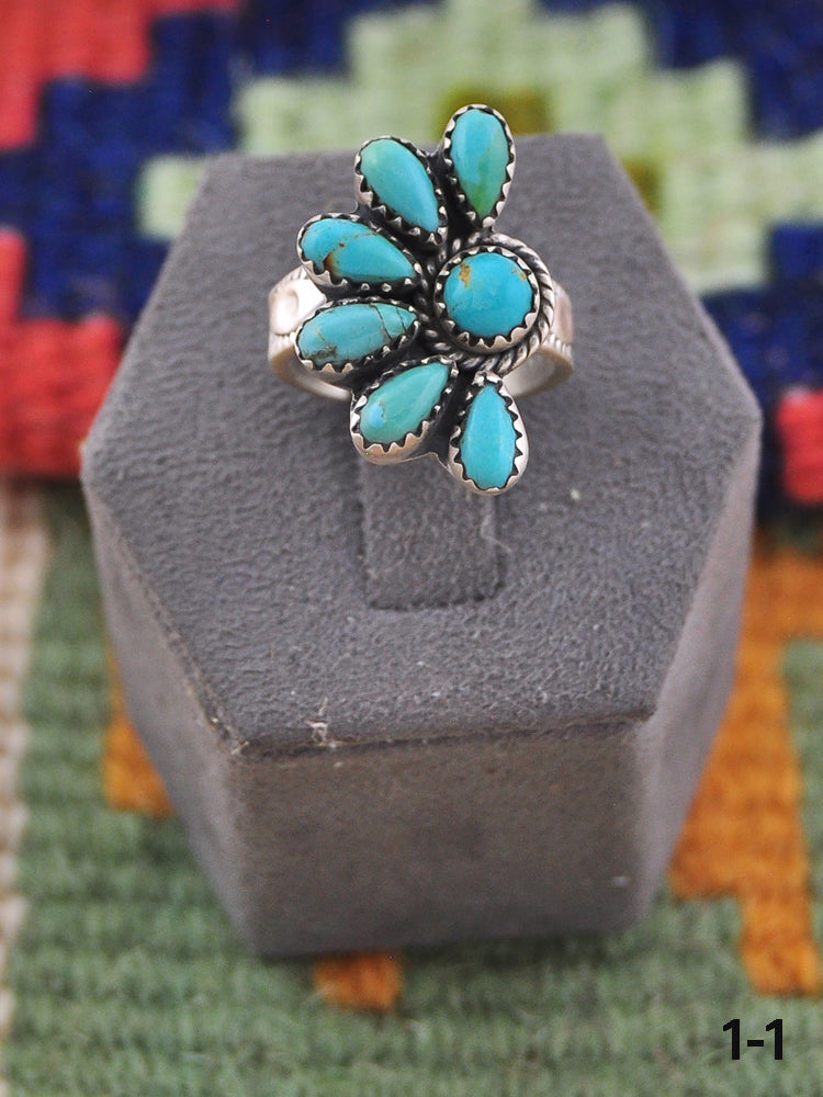 Southwest Handmade Kingman Turquoise & Sterling Silver Adjustable Ring