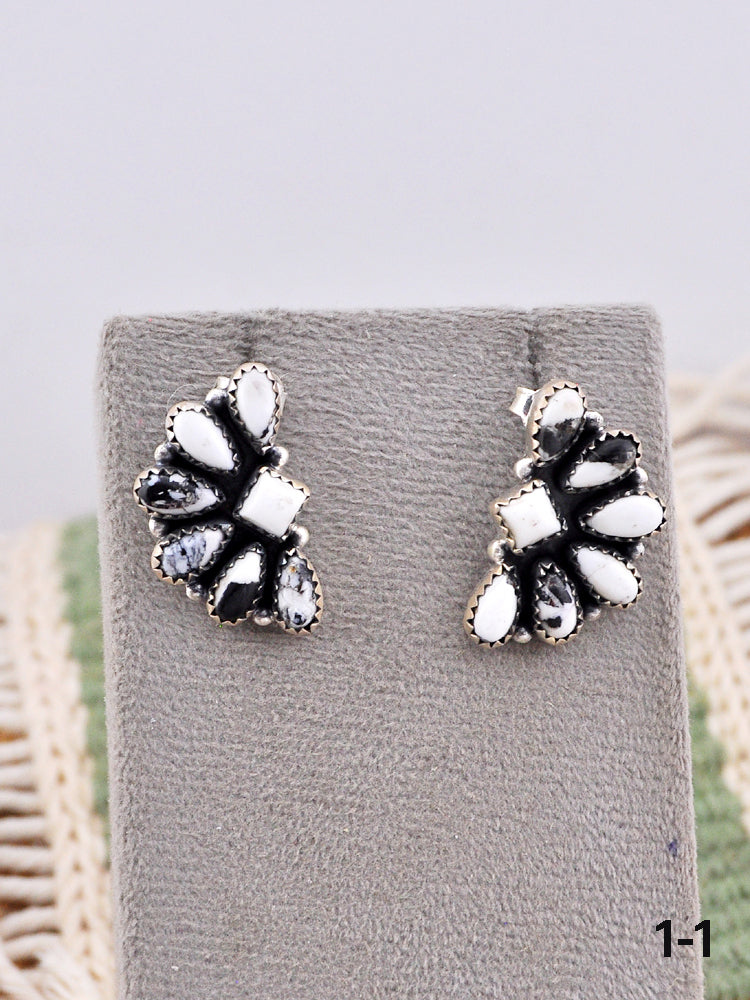 Southwest Made White Buffalo & Sterling Silver Post Earrings