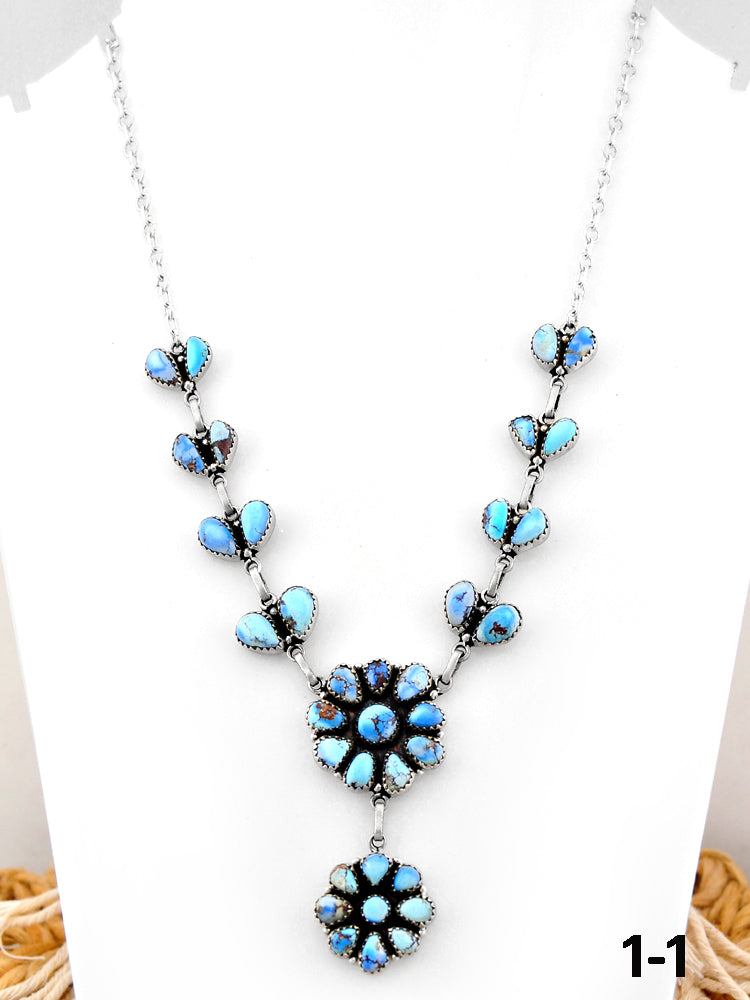 Southwest Handmade Golden Hill’s Turquoise & Sterling Silver Necklace
