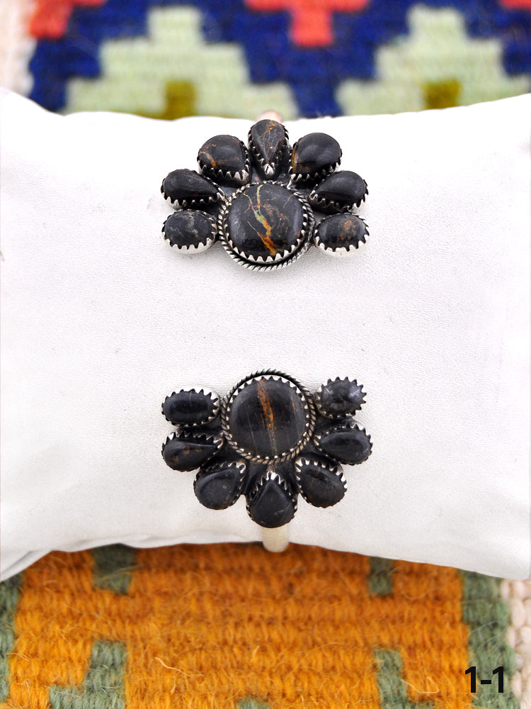 Southwest Handmade Black jack & Sterling Silver Cuff Bracelet