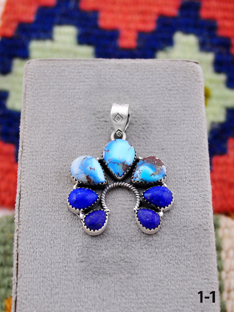 Southwest Handmade Multi Stone & Sterling Silver Naja Pendant
