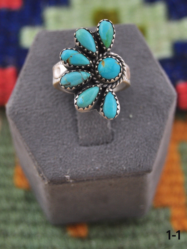 Southwest Handmade Kingman Turquoise & Sterling Silver Adjustable Ring