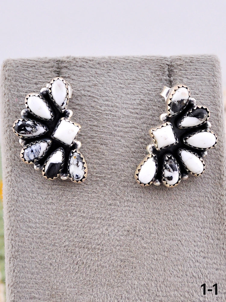 Southwest Made White Buffalo & Sterling Silver Post Earrings