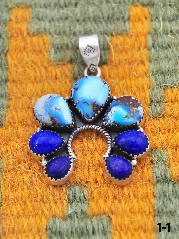 Southwest Handmade Multi Stone & Sterling Silver Naja Pendant