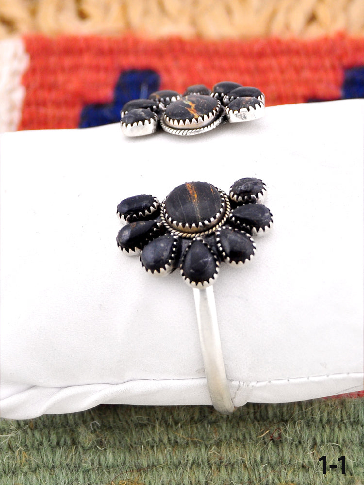 Southwest Handmade Black jack & Sterling Silver Cuff Bracelet