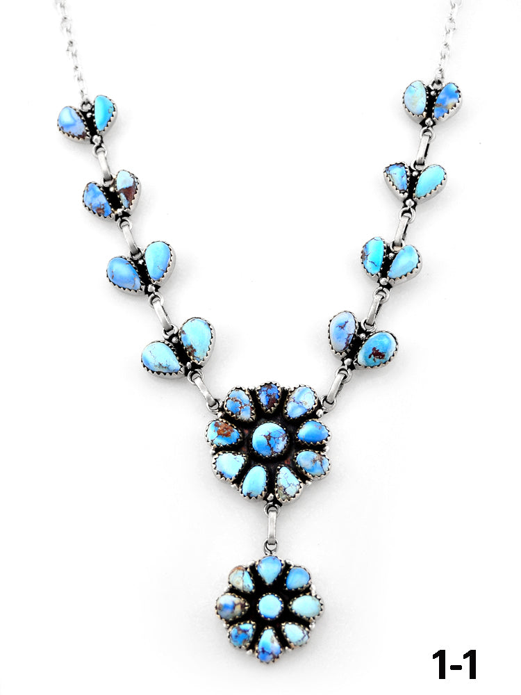 Southwest Handmade Golden Hill’s Turquoise & Sterling Silver Necklace
