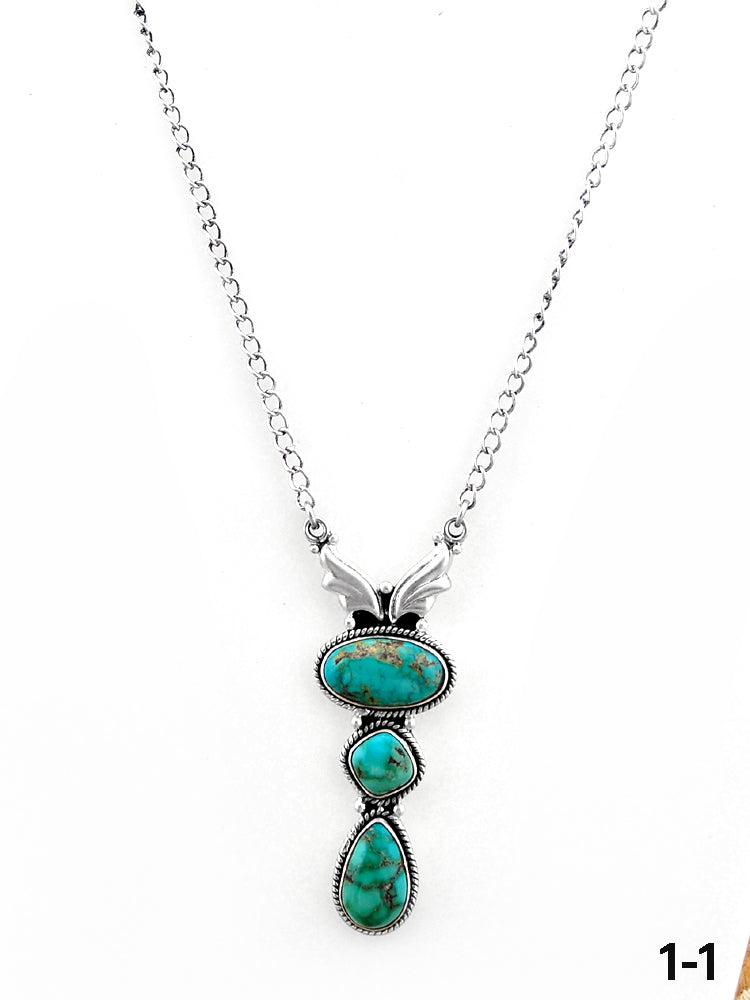 Southwest Handmade Emerald Valley & Sterling Silver Necklace