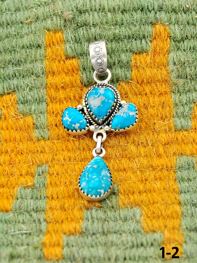 Southwest Made White Water Turquoise & Sterling Silver Pendant