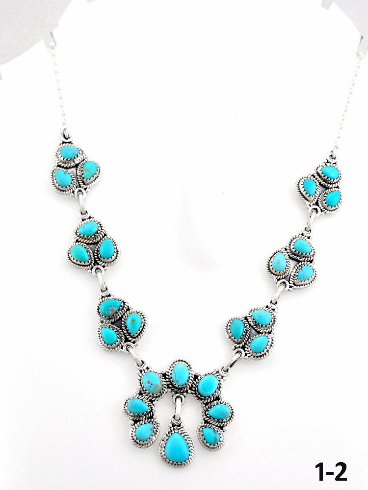 Southwest Made Kingman Turquoise & Sterling Silver Naja Necklace