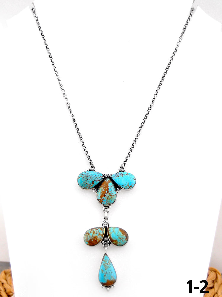 Southwest Handmade #8 Turquoise & Sterling Silver Necklace
